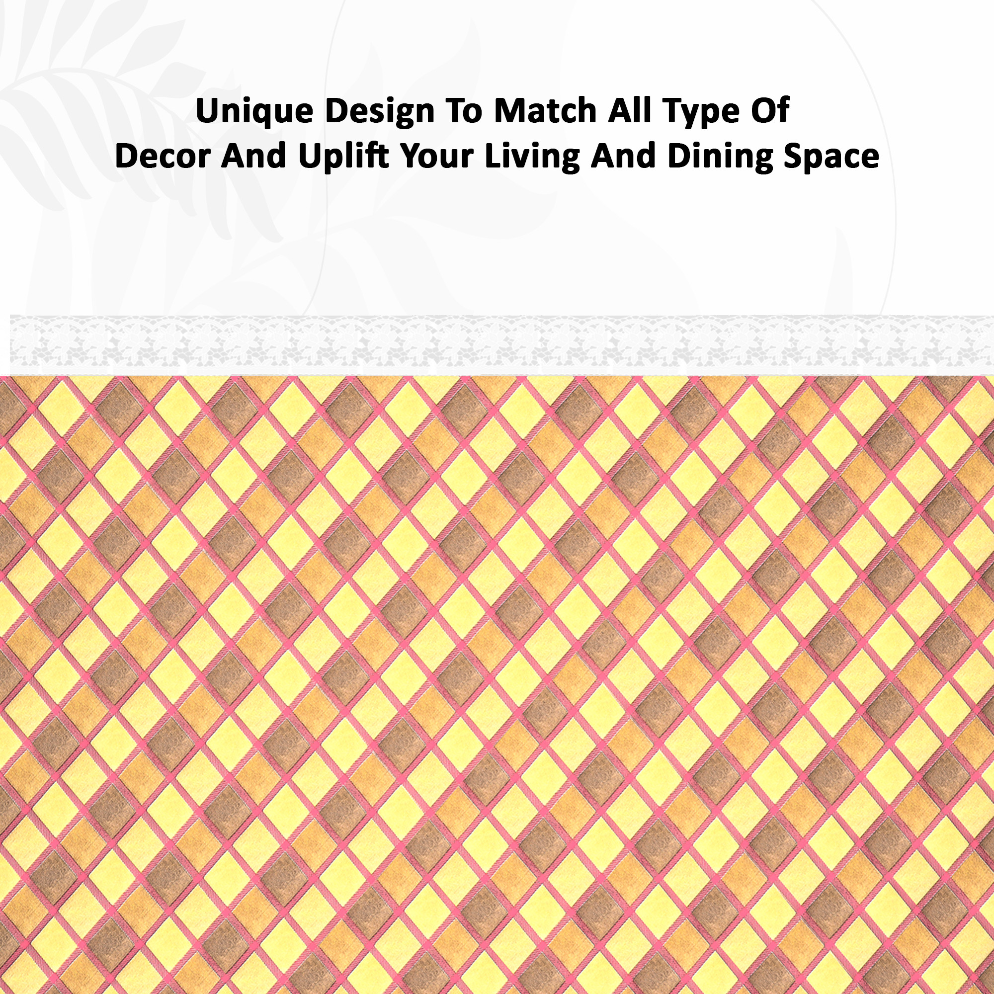 Kuber Industries 40x60 Inches Waterproof Rectangular 4 Seater Dining Table Cover for Living Room  Anti Slip TeapoyComputer  Office Table ClothSheet  Golden Check Print - Pink