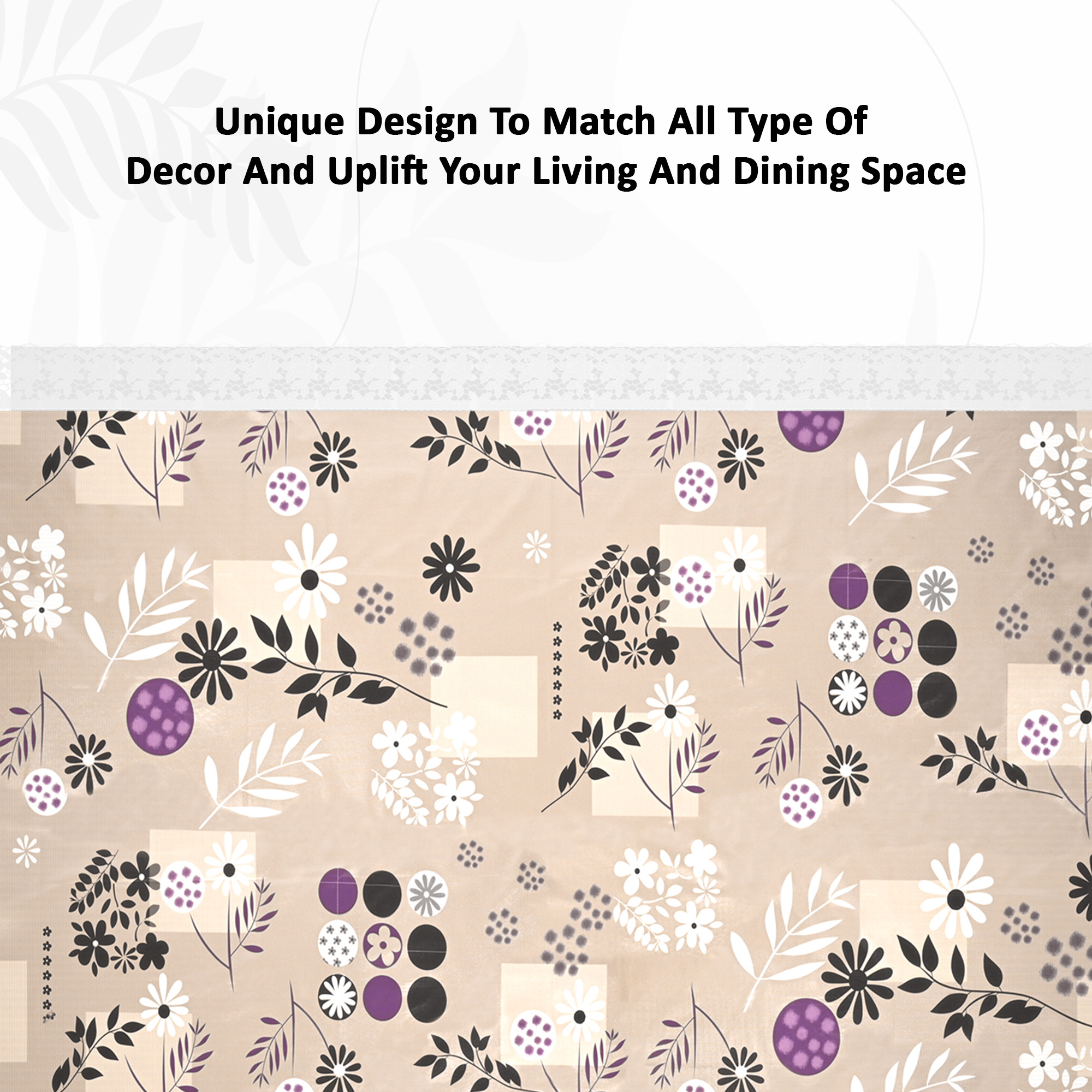 Kuber Industries 40x60 Inches Waterproof Rectangular 4 Seater Dining Table Cover for Living Room  Anti Slip TeapoyComputer  Office Table Cloth  Flower Circle Print - Light Brown