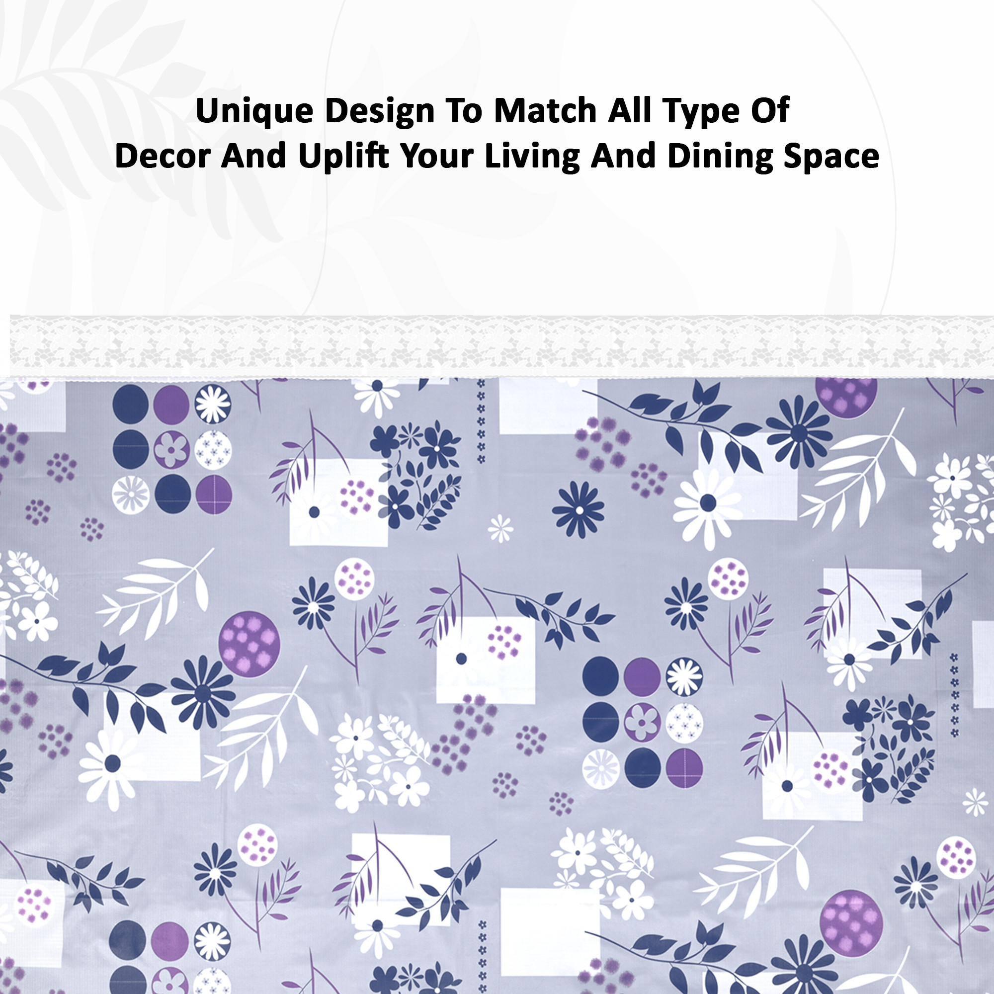 Kuber Industries 40x60 Inches Waterproof Rectangular 4 Seater Dining Table Cover for Living Room  Anti Slip TeapoyComputer  Office Table Cloth  Flower Circle Print - Grey