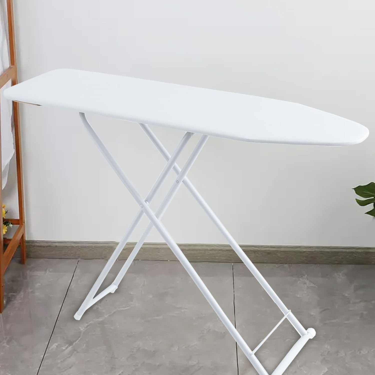 Kuber Industries 42 Inch Ironing Board For Clothes|Adjustable Height Ironing Stand|Press Table for Home (White)