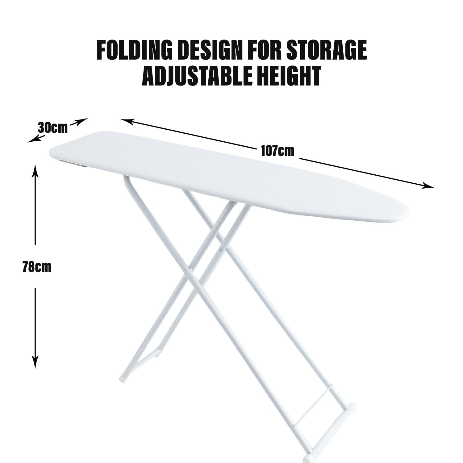 Kuber Industries 42 Inch Ironing Board For Clothes|Adjustable Height Ironing Stand|Press Table for Home (White)