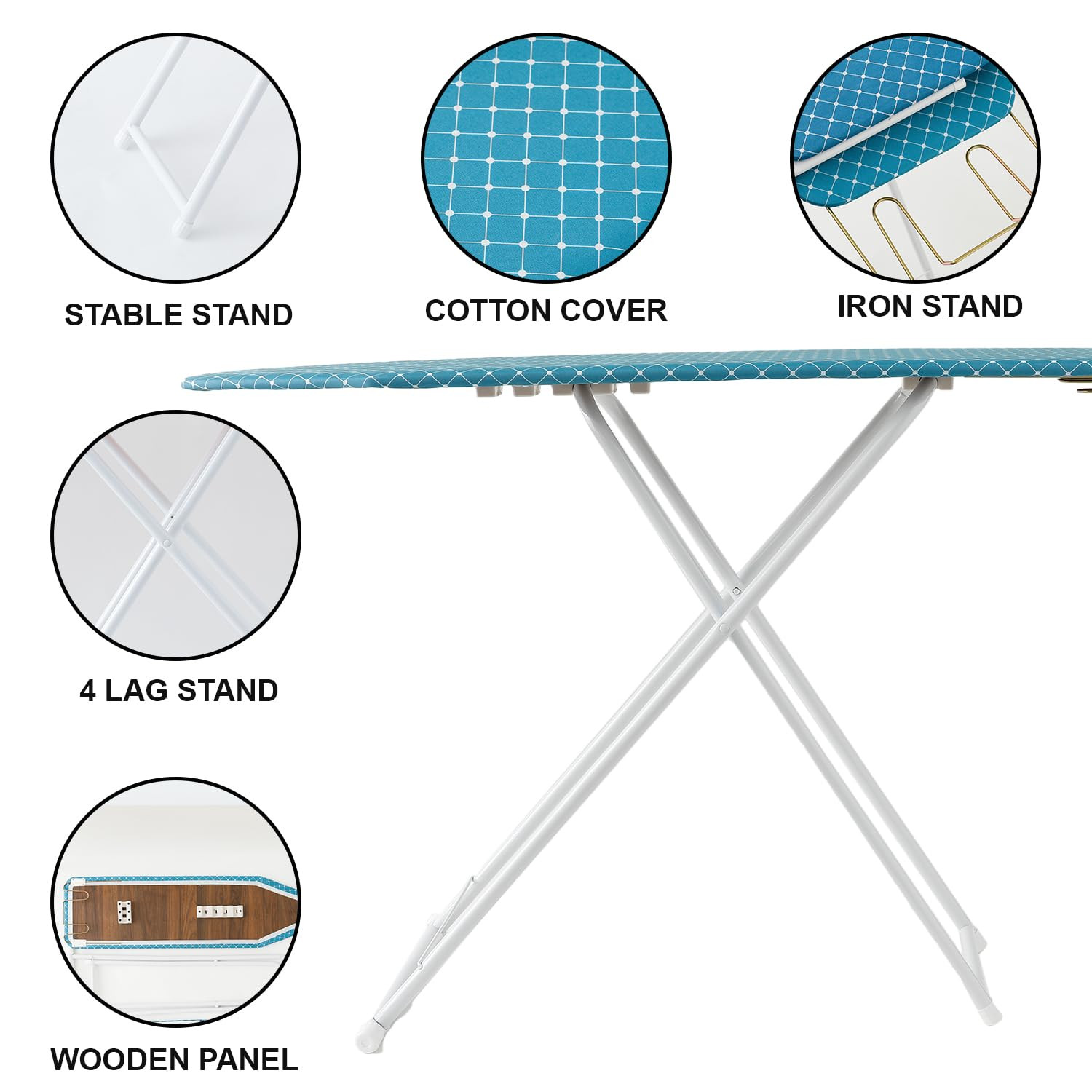 Kuber Industries 42 Inch Ironing Board For Clothes|Adjustable Height Ironing Stand|Press Table for Home (Blue)