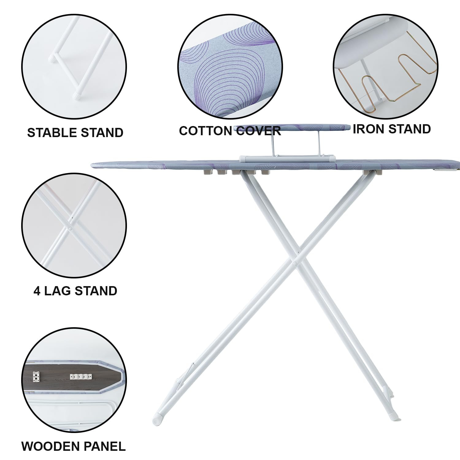 Kuber Industries 42 Inch Ironing Board With Small Board|Ironing Stand For Clothes|Press Table for Home (Multi)