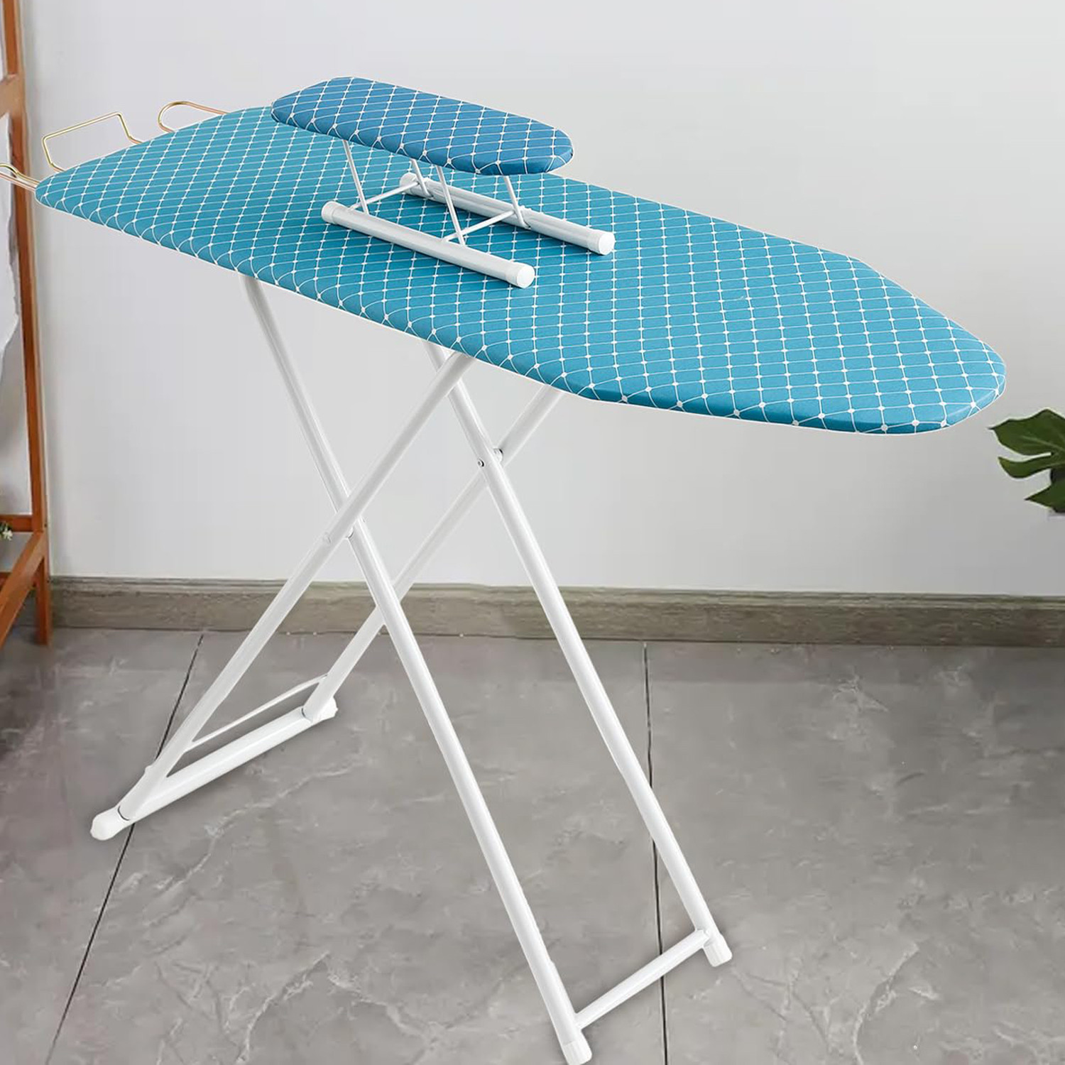 Kuber Industries 42 Inch Ironing Board With Small Board|Ironing Stand For Clothes|Press Table for Home (Blue)