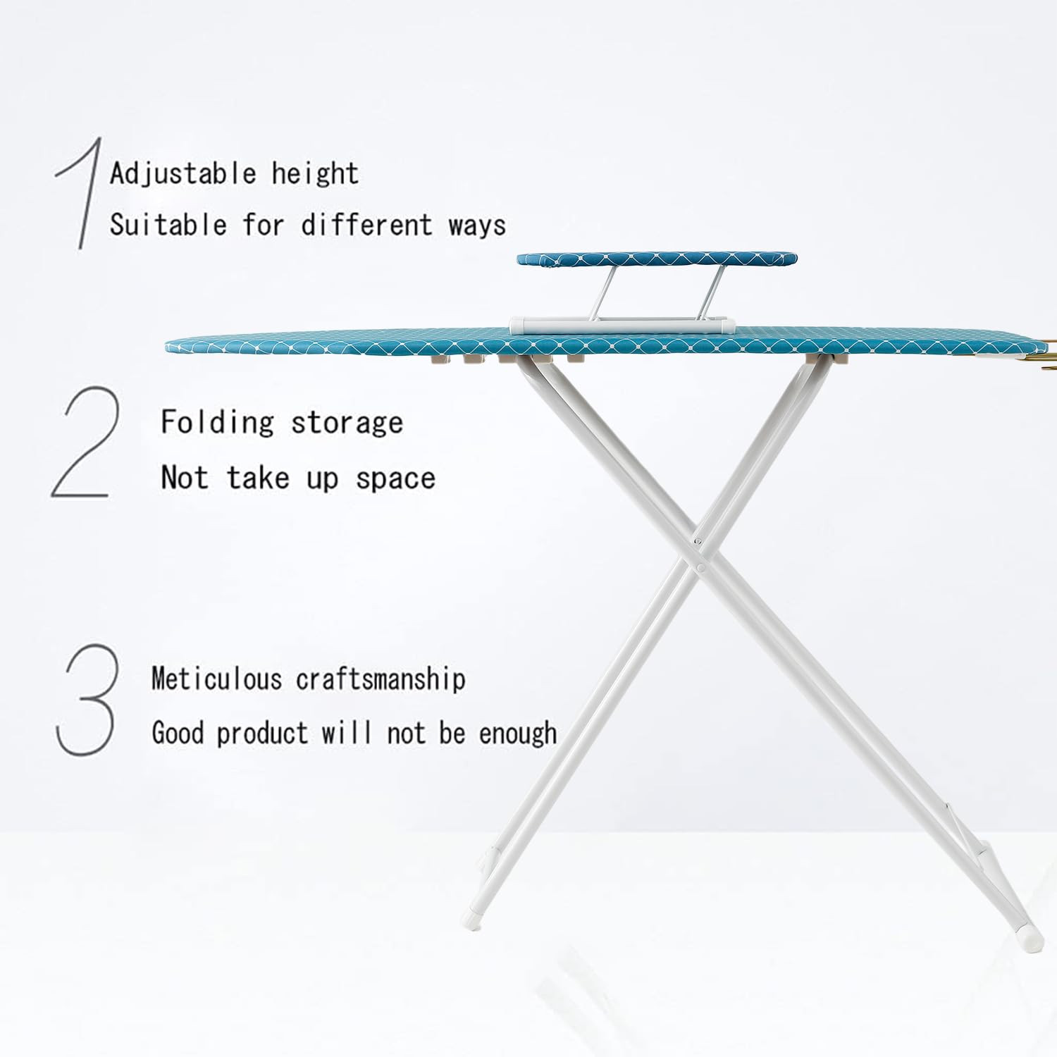 Kuber Industries 42 Inch Ironing Board With Small Board|Ironing Stand For Clothes|Press Table for Home (Blue)