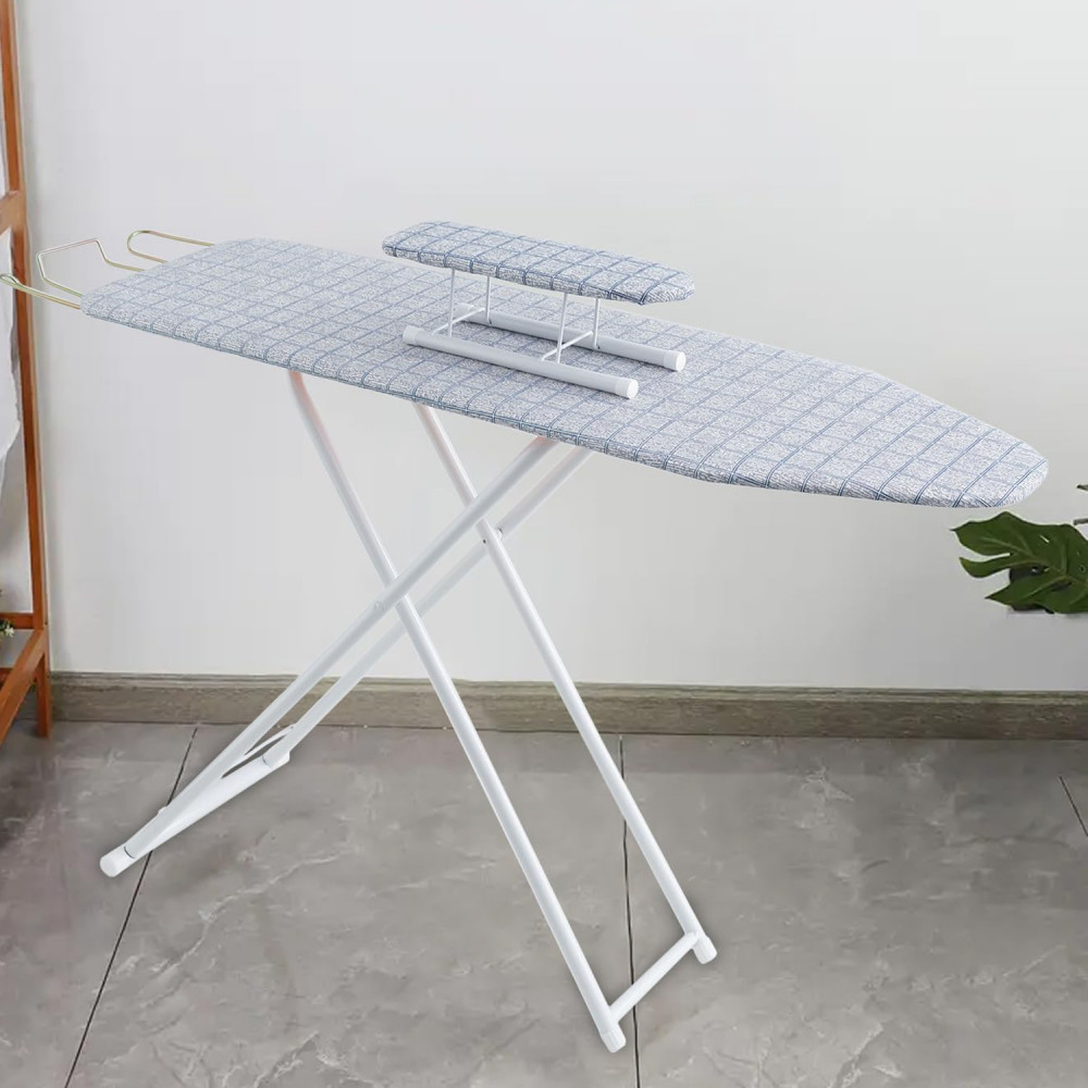 Kuber Industries 42 Inch Ironing Board With Small Board|Ironing Stand For Clothes|Press Table for Home (Grey)