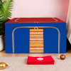 44 Liter Clothes Storage Box | Foldable Steel Frame Clothes Organizer | Storage Box For Wardrobe-Saree-Shirts And Blankets | Underbed Storage Bag | Red &amp; Blue