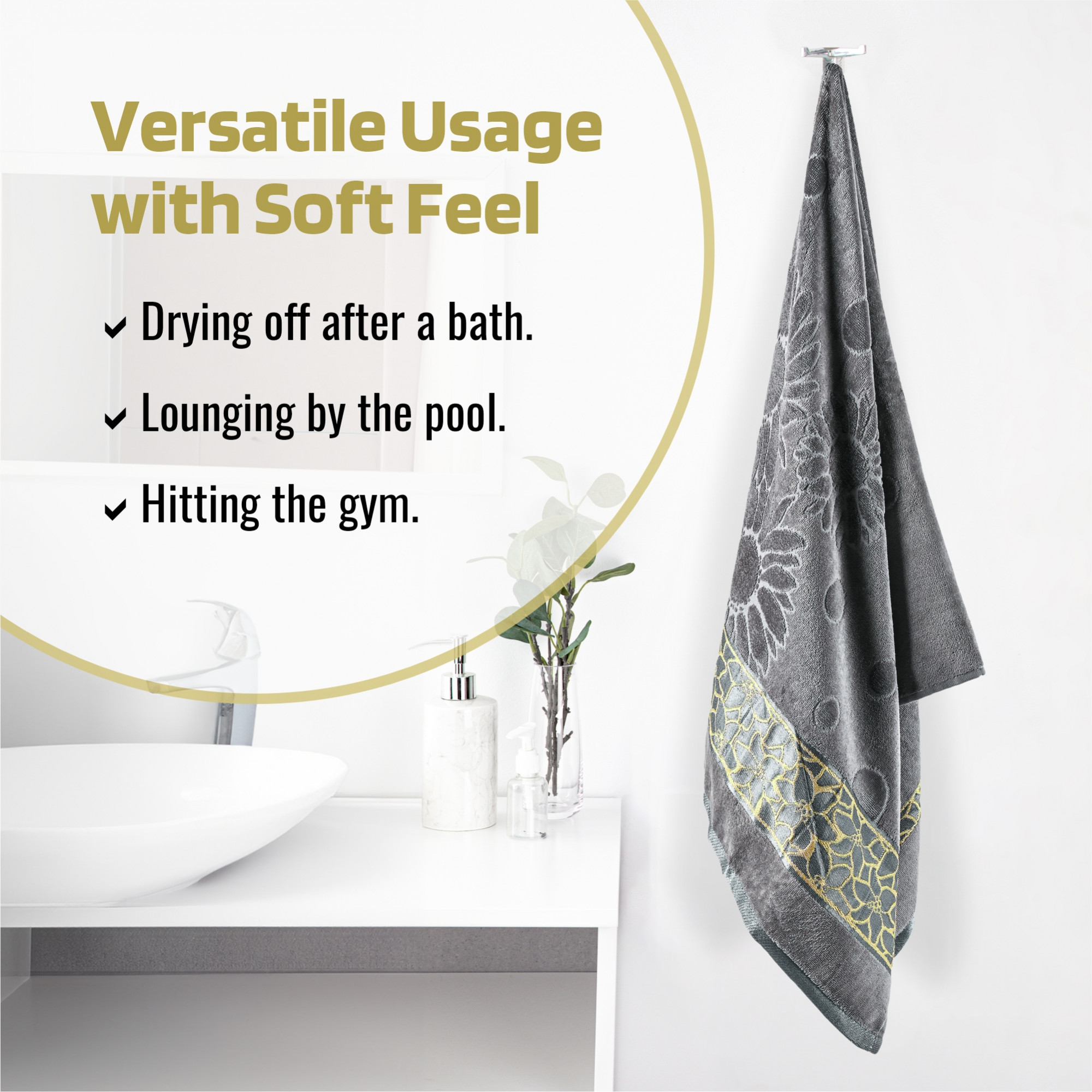 Kuber Industries 450 GSM Soft Blend Cotton Bathing Towel For MenWomen  FadeWrinkle Resistant Towels  30x60 Inches - Velvet Grey