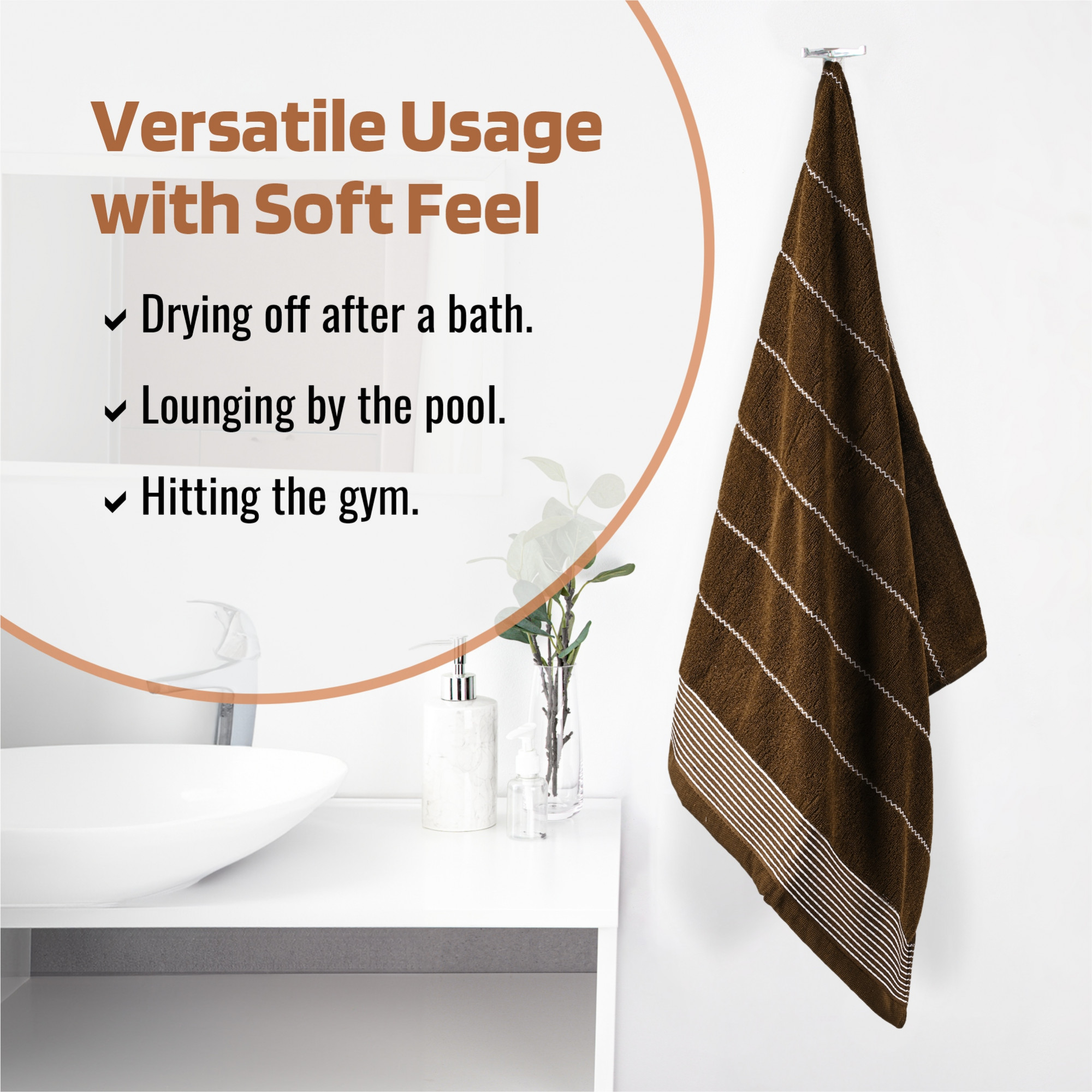 Kuber Industries 450 GSM Soft Blend Cotton Bathing Towel For MenWomen  FadeWrinkle Resistant Towels For Bath  30x60 Inches - Brown