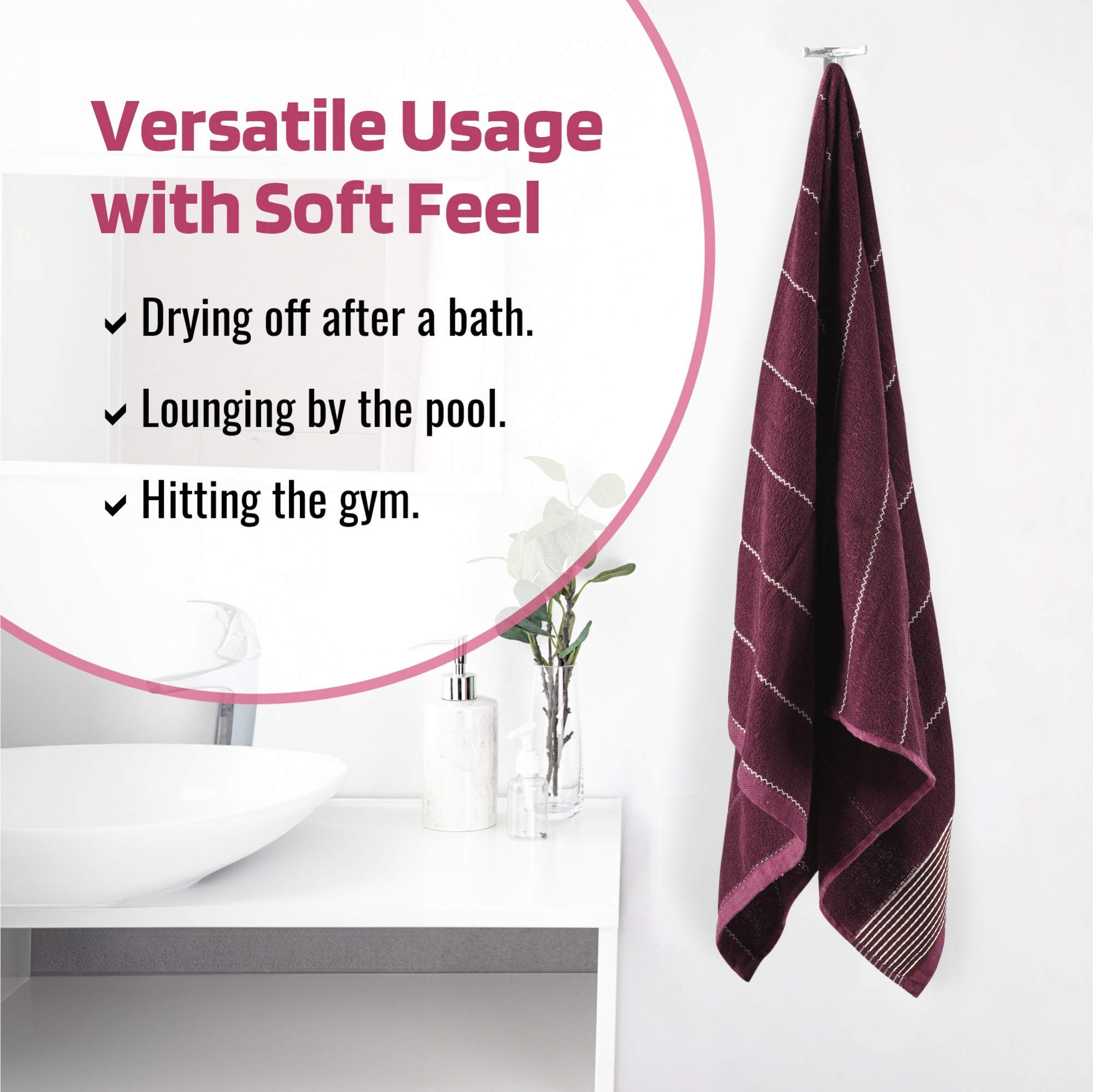 Kuber Industries 450 GSM Soft Blend Cotton Bathing Towel For MenWomen  FadeWrinkle Resistant Towels For Bath  30x60 Inches - Maroon