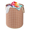 45L Foldable Dirty Clothes Laundry Basket With Handles For Washing - Baby Unwashed Dress Bin/Storage Box | Checkered -Light Brown