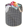 45L Foldable Dirty Clothes Laundry Basket With Handles For Washing - Baby Unwashed Dress Bin/Storage Box | Checkered - Dark Grey