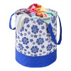 45L Foldable Dirty Clothes Laundry Basket With Handles For Washing - Baby Unwashed Dress Bin/Storage Box | Flower Print -Blue &amp; White