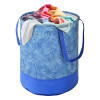45L Foldable Dirty Clothes Laundry Basket With Handles For Washing - Baby Unwashed Dress Bin/Storage Box | Wavy Pattern - Blue