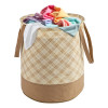 45L Foldable Dirty Clothes Laundry Basket With Handles For Washing - Baby Unwashed Dress Bin/Storage Box | Checkered - Cream