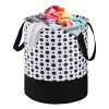 45L Foldable Dirty Clothes Laundry Basket With Handles For Washing - Baby Unwashed Dress Bin/Storage Box | Polka Dots -Black &amp; White
