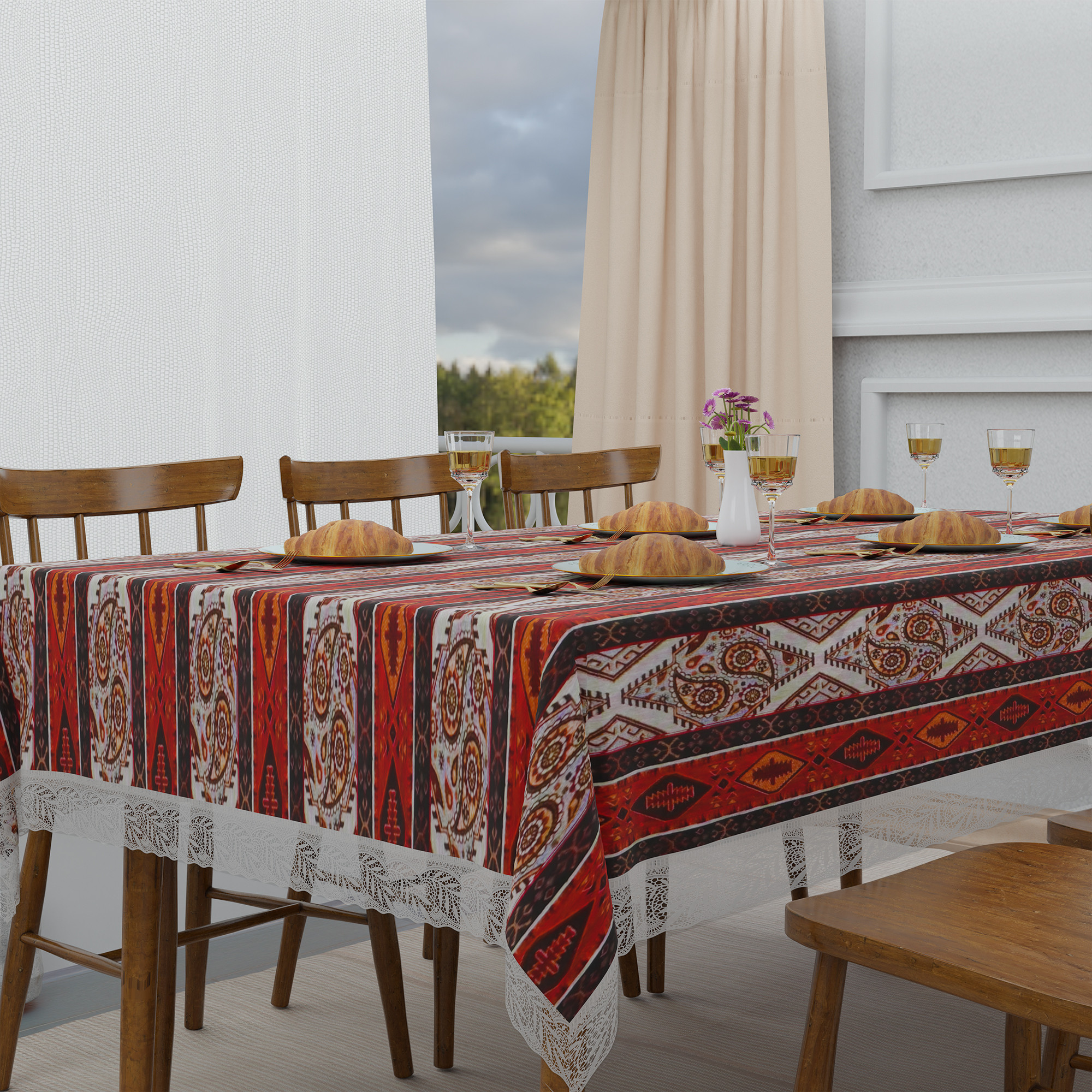 Kuber Industries 45x70 Inch PVC Dining Table Cover 6 Seater Waterproof  Spill-Resistant Table Cover Cloth  Table Protector for Dining Room Kitchen  Outdoor  Carry Stripe FBS - Brown