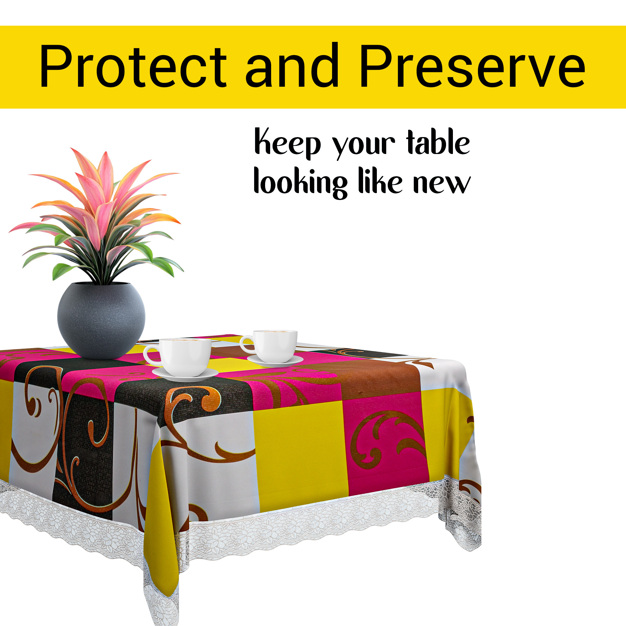 Kuber Industries 48x48 Inches Table Cover  PVC 4 Seater Waterproof  Dustproof Table Protector Cloth For Home  Restaurant  Check Print - Multicolor