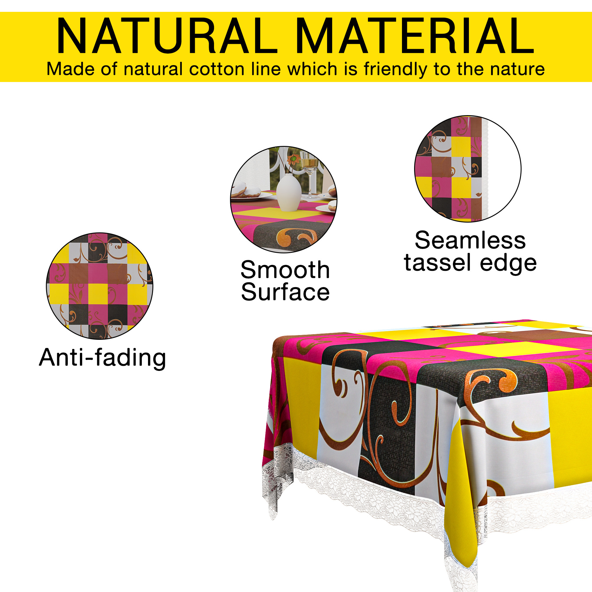 Kuber Industries 48x48 Inches Table Cover  PVC 4 Seater Waterproof  Dustproof Table Protector Cloth For Home  Restaurant  Check Print - Multicolor