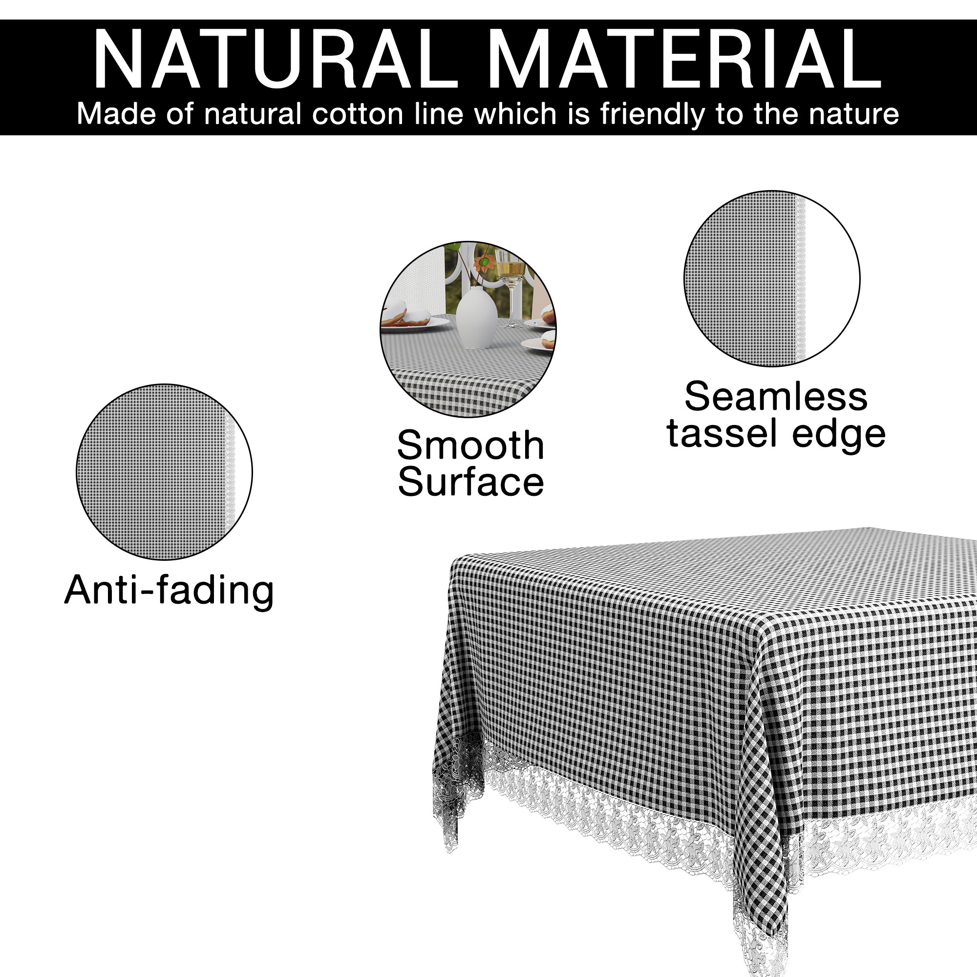 Kuber Industries 48x48 Inches Table Cover  PVC 4 Seater Waterproof  Dustproof Table Protector Cloth For Home  Restaurant  Barik Check Print - Grey