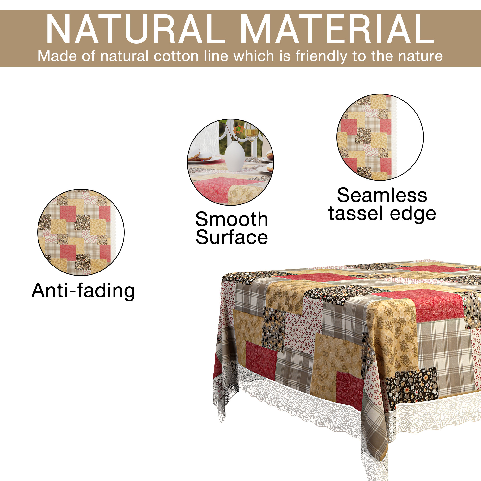 Kuber Industries 48x48 Inches Table Cover  PVC 4 Seater Waterproof  Dustproof Table Protector Cloth For Home  Restaurant  Barik Flower Square Print - Black