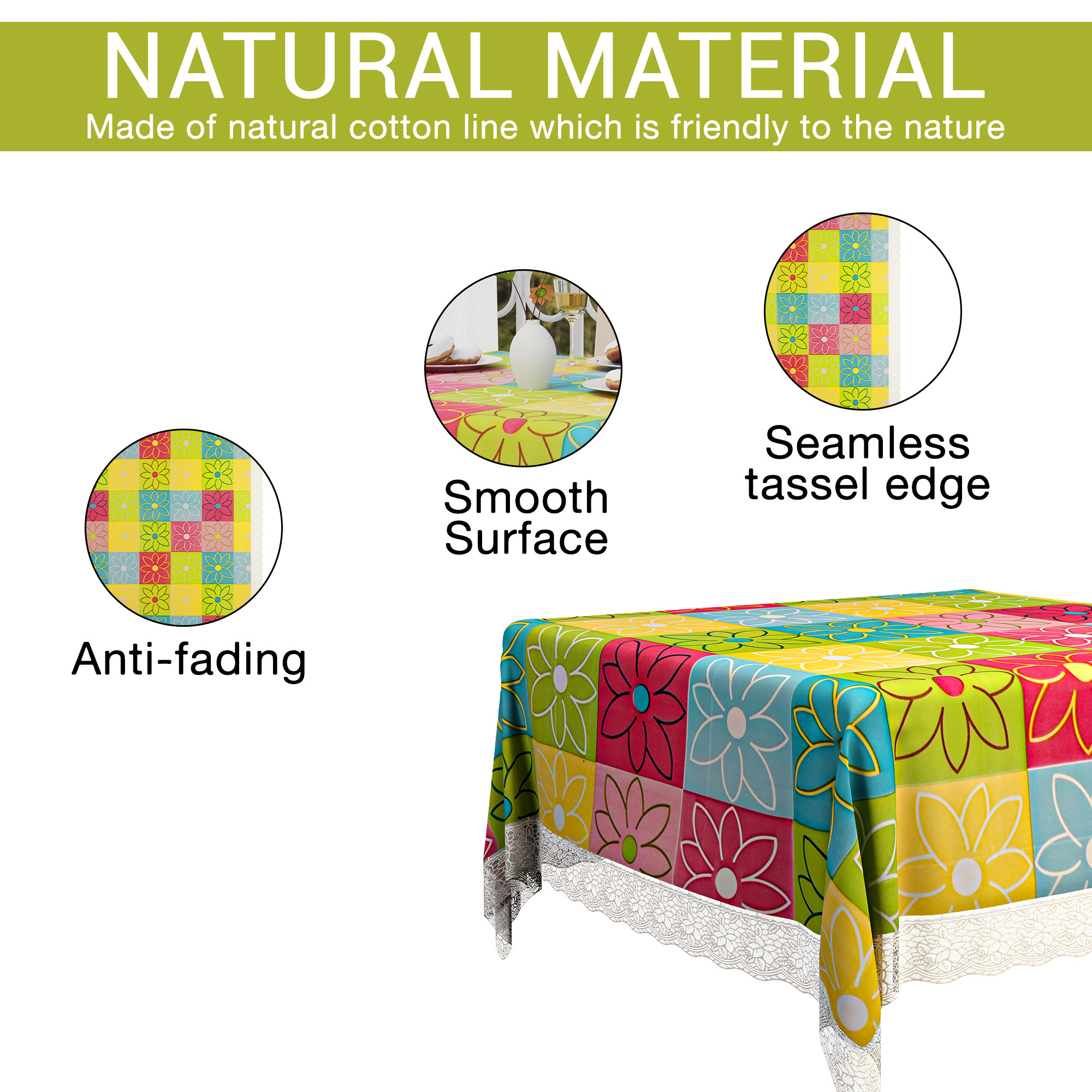 Kuber Industries 48x48 Inches Table Cover  PVC 4 Seater Waterproof  Dustproof Table Protector Cloth For Home  Restaurant  Check Square Print - Yellow