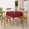 48x48 Inches Table Cover | PVC 4 Seater Waterproof &amp; Dustproof Table Protector Cloth For Home &amp; Restaurant | Barik Check Square Print - Maroon