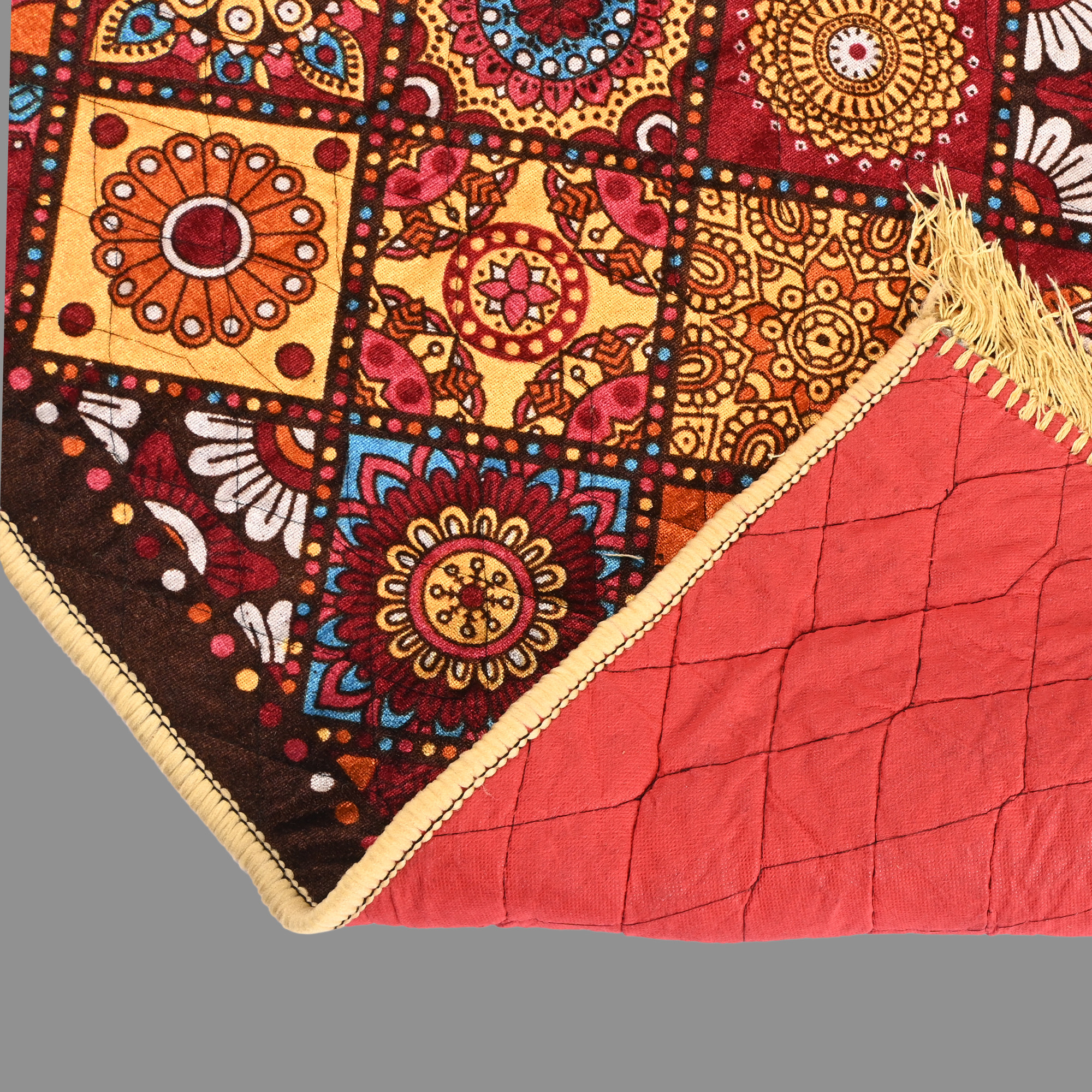 Kuber Industries 4x2 Ft Durable Velvet Carpets For Living Room Bedroom  Home  Comfortable Floor CarpetDari For Hallway Kitchen Floor  Entryway  Rangoli Print - Red