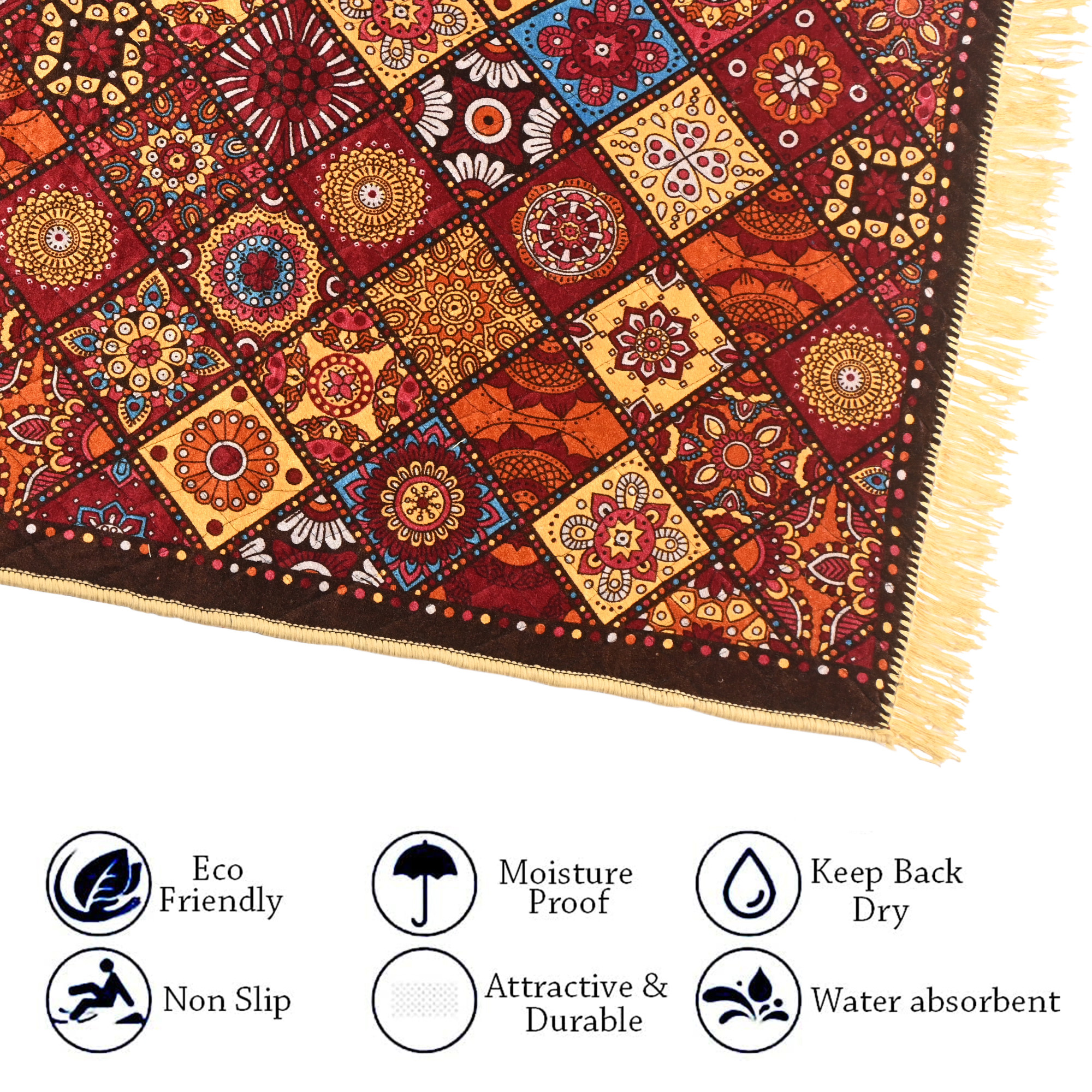 Kuber Industries 4x2 Ft Durable Velvet Carpets For Living Room Bedroom  Home  Comfortable Floor CarpetDari For Hallway Kitchen Floor  Entryway  Rangoli Print - Multicolor