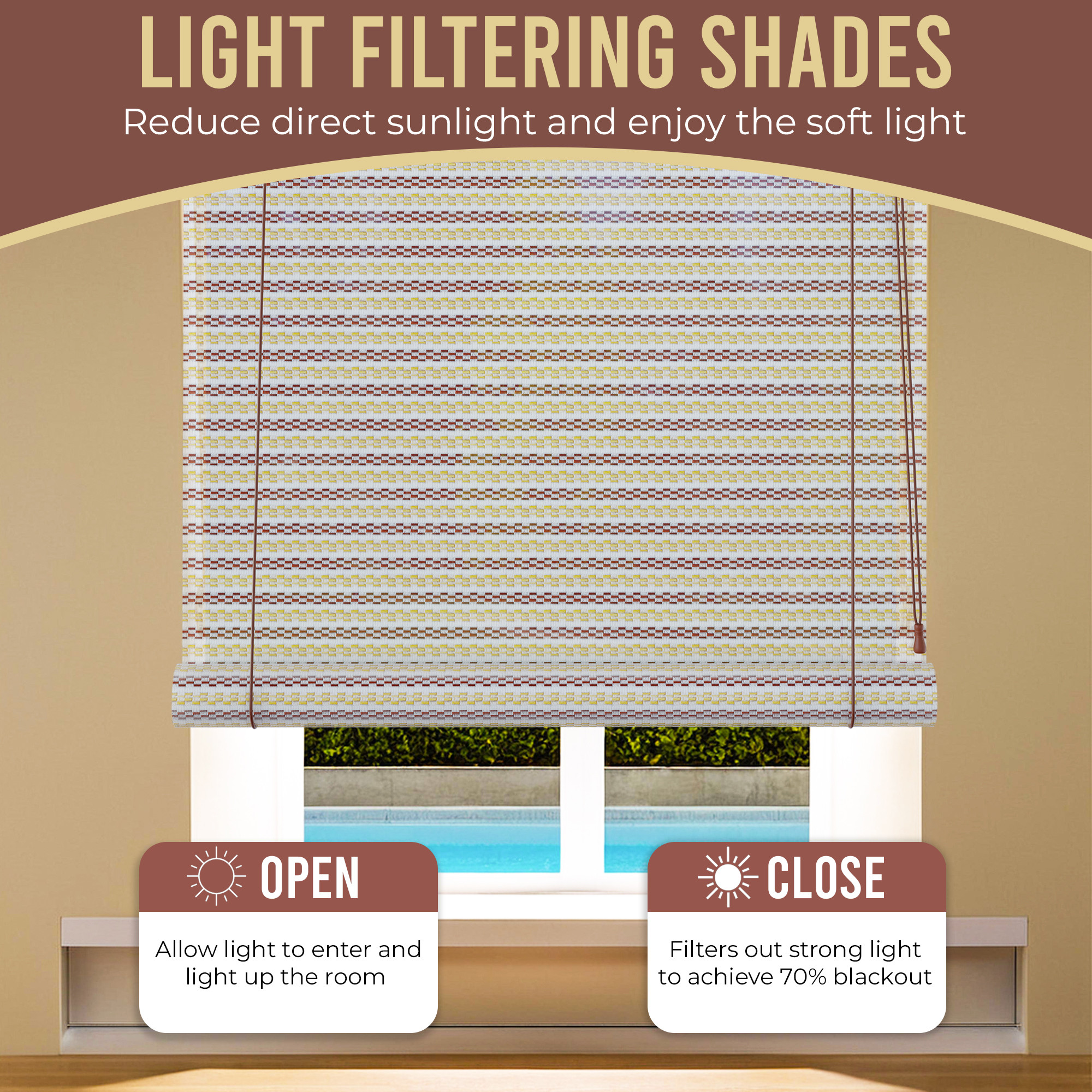 Kuber Industries 4x6 Ft Bamboo Curtains  Sunlight Dust Protection Kitchen Window Blinds for Home  Rope Roller Curtain Bamboo Chik Blinds for Balcony Restaurant Dhaba  Resort  Cream