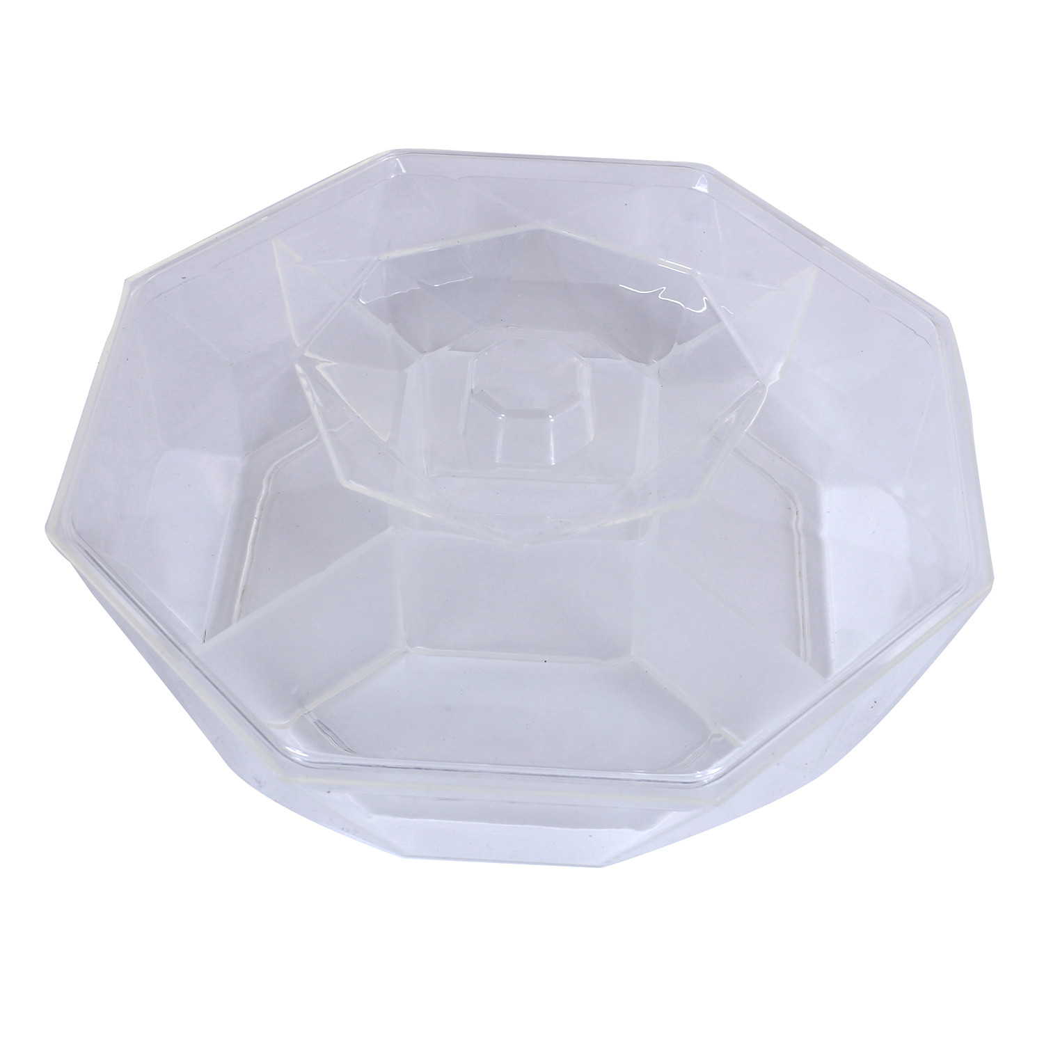 Kuber Industries 5 CompartMant Dry Fruit JarOctagon Shape Plastic SnackersCookiesNuts Glass JarMasalaGrains  Kitchen Jar White