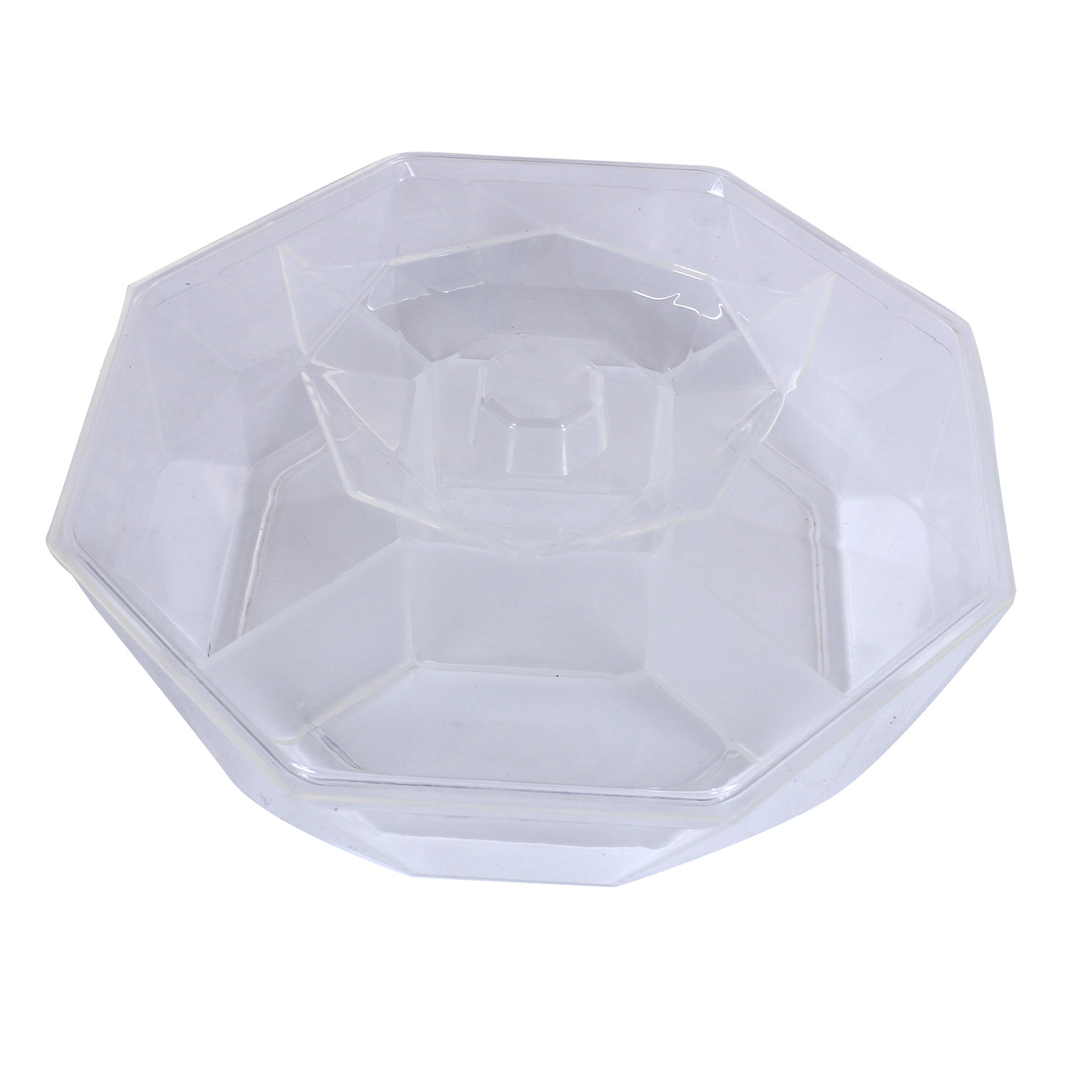 Kuber Industries 5 CompartMant Dry Fruit Jar|Octagon Shape Plastic Snackers,Cookies,Nuts Glass Jar|Masala,Grains & Kitchen Jar (White)