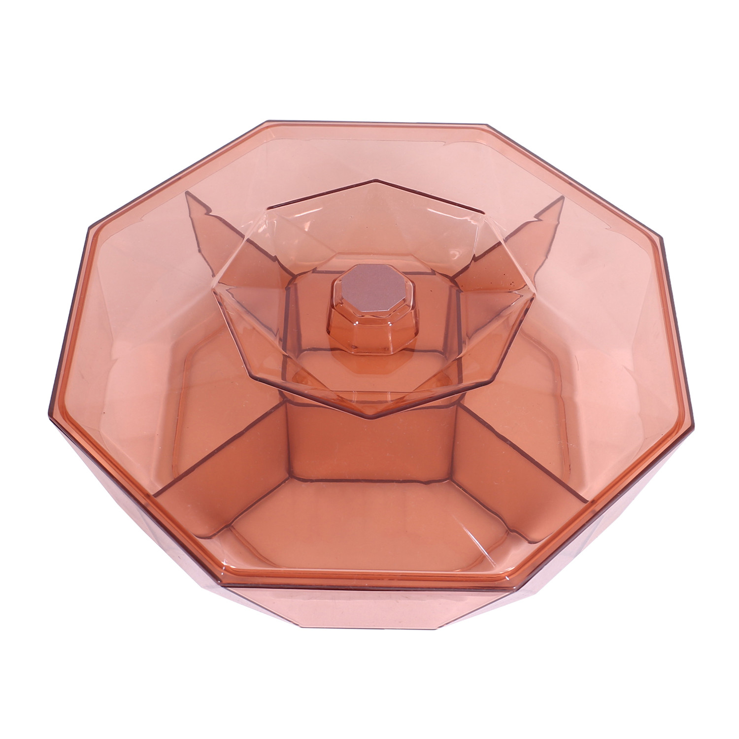 Kuber Industries 5 CompartMant Dry Fruit JarOctagon Shape Plastic SnackersCookiesNuts Glass JarMasalaGrains  Kitchen Jar Pink