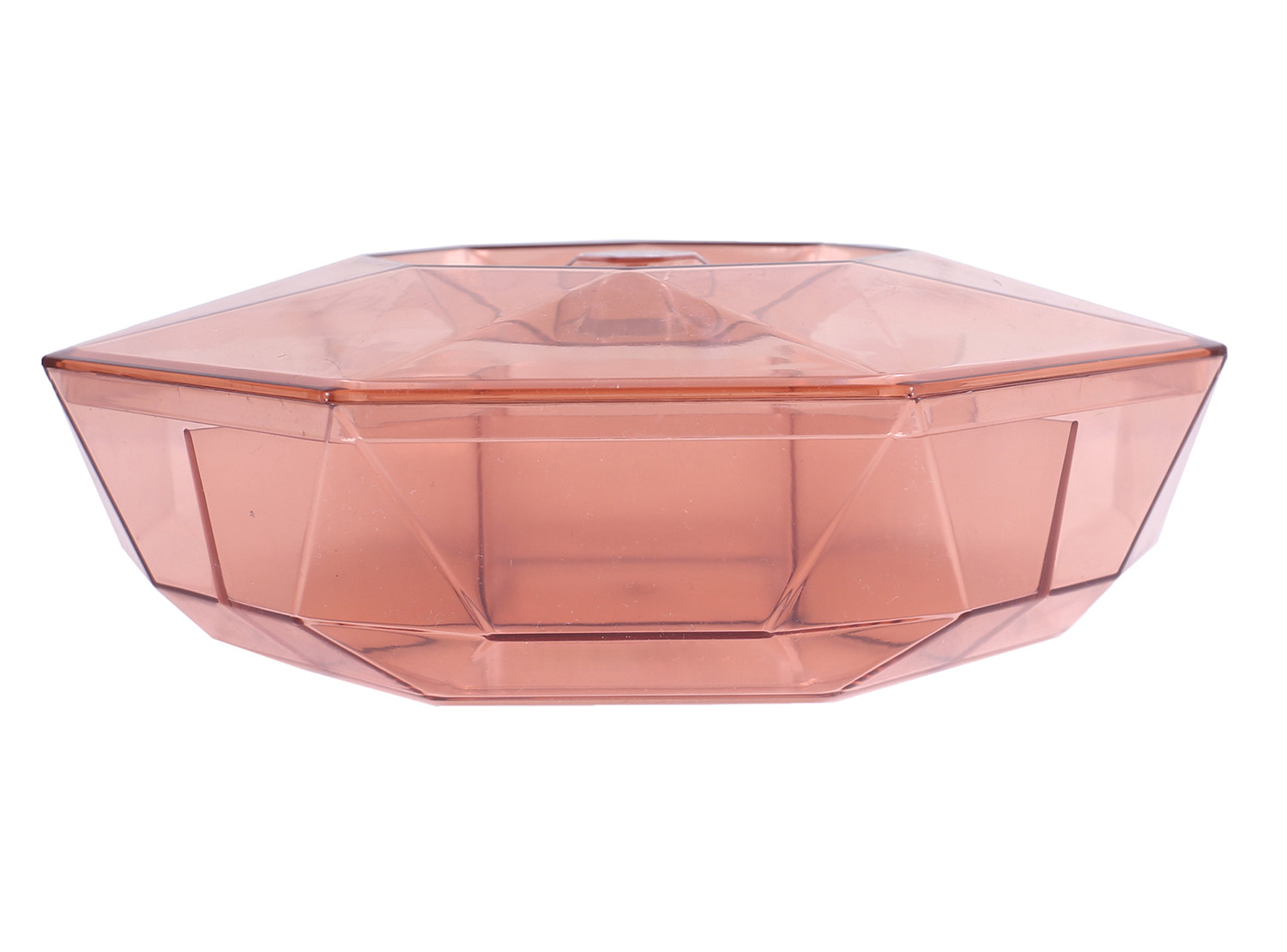 Kuber Industries 5 CompartMant Dry Fruit JarOctagon Shape Plastic SnackersCookiesNuts Glass JarMasalaGrains  Kitchen Jar Pink