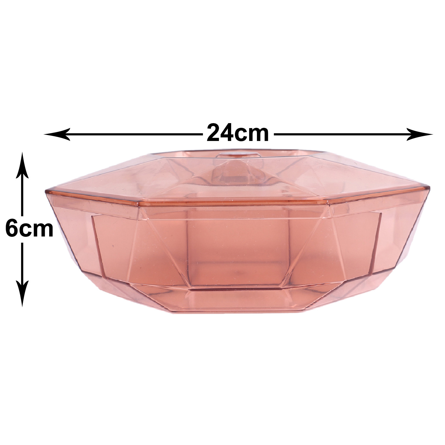 Kuber Industries 5 CompartMant Dry Fruit JarOctagon Shape Plastic SnackersCookiesNuts Glass JarMasalaGrains  Kitchen Jar Pink