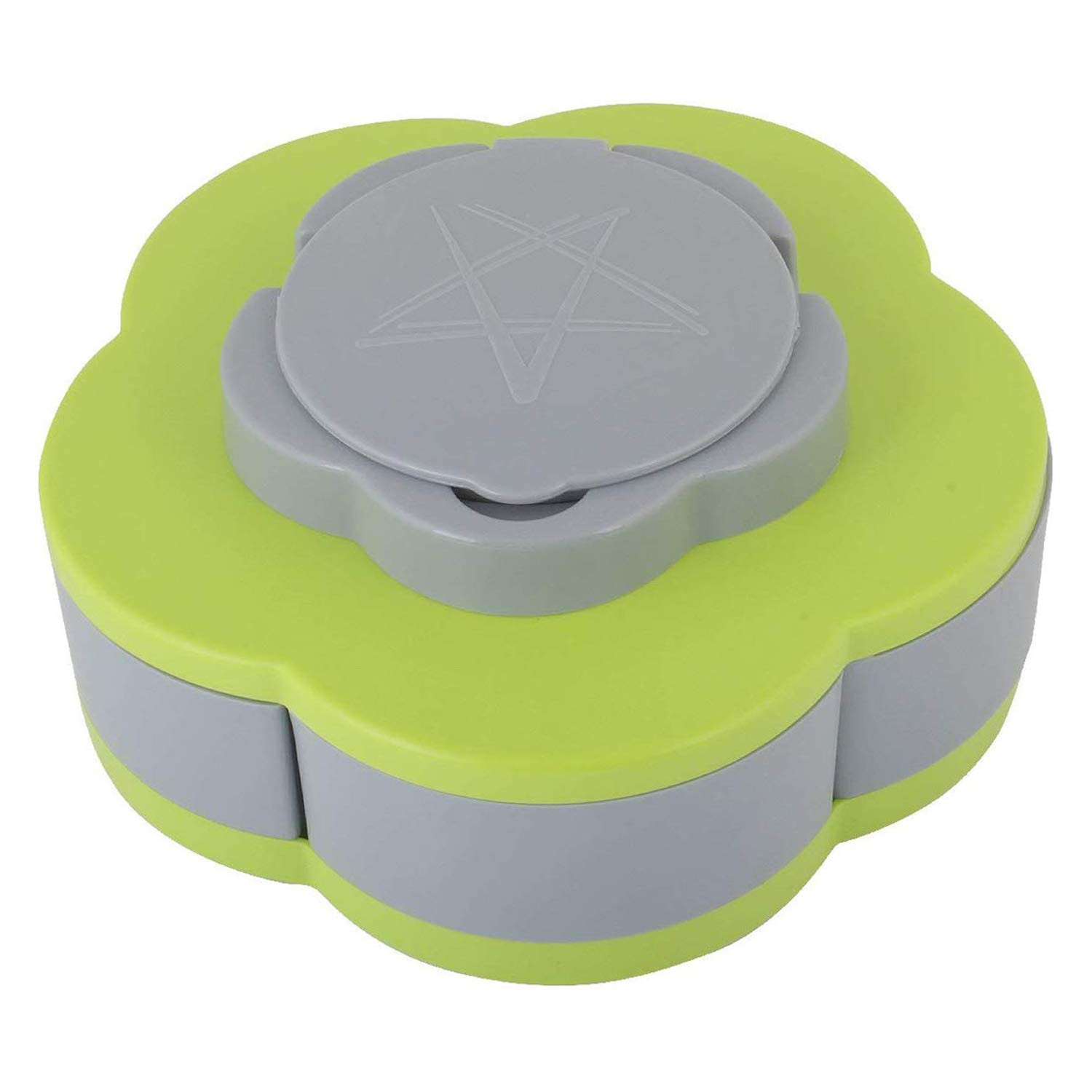 Kuber Industries 5 Compartments Flower Candy Box Serving Rotating Tray Dry Fruit, Candy, Chocolate, Snacks Storage Box with Mobile Phone Stand(Green)-KUBMART1344