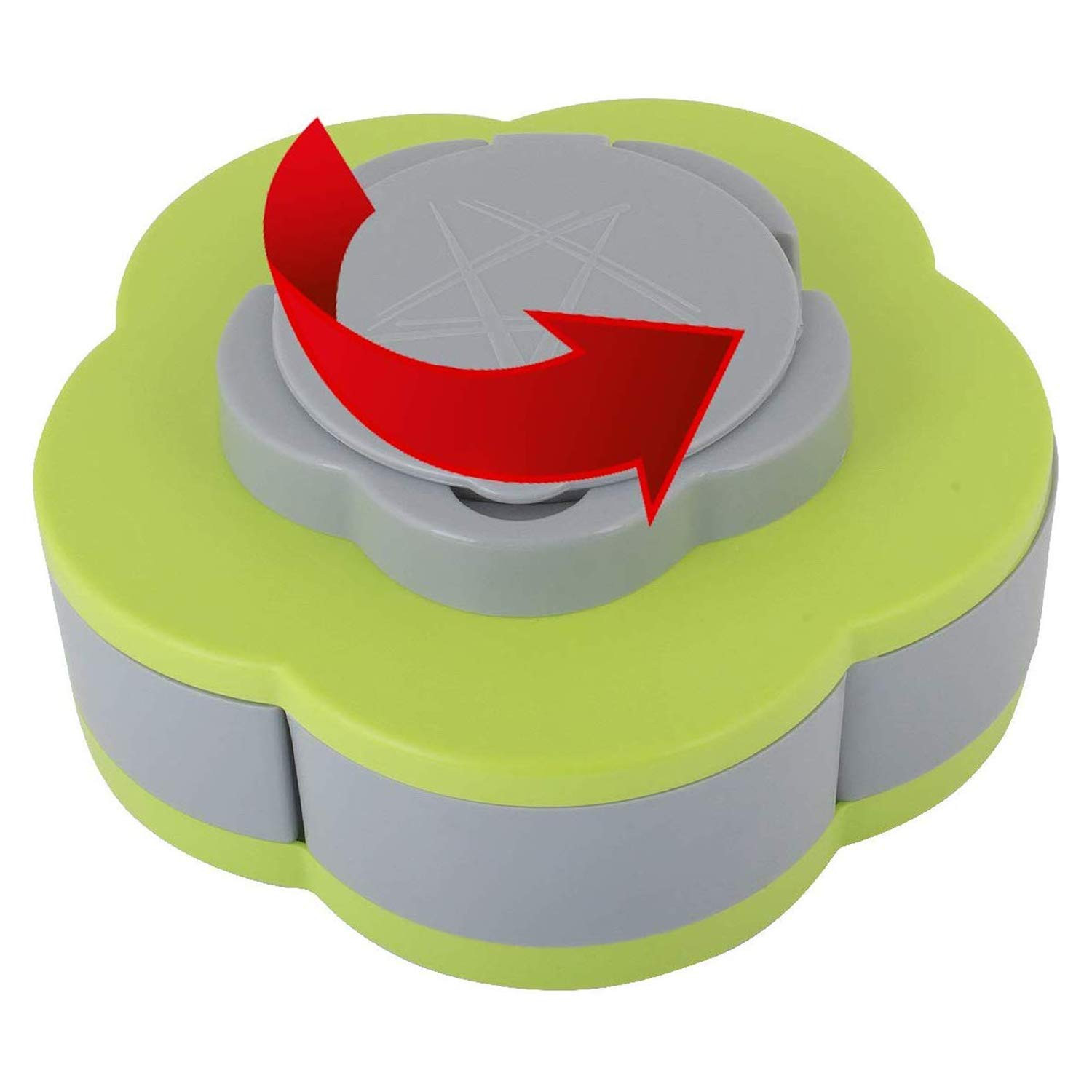 Kuber Industries 5 Compartments Flower Candy Box Serving Rotating Tray Dry Fruit, Candy, Chocolate, Snacks Storage Box with Mobile Phone Stand(Green)-KUBMART1344