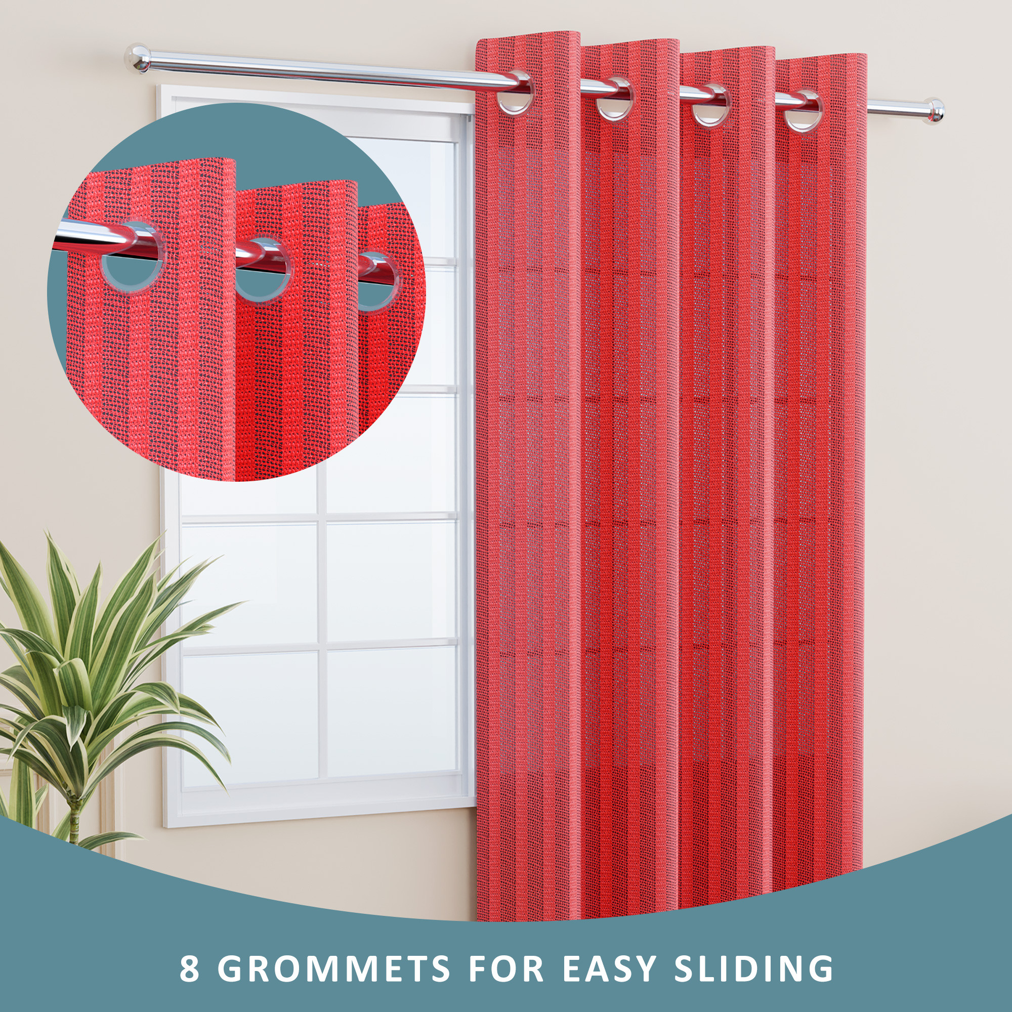 Kuber Industries 5 Feet Decorative Net Curtain for Windows  Khidki Ke Parde for Living Room Home  Office  Screen Parde for Door Balcony  Open Kitchen  Lining - Maroon