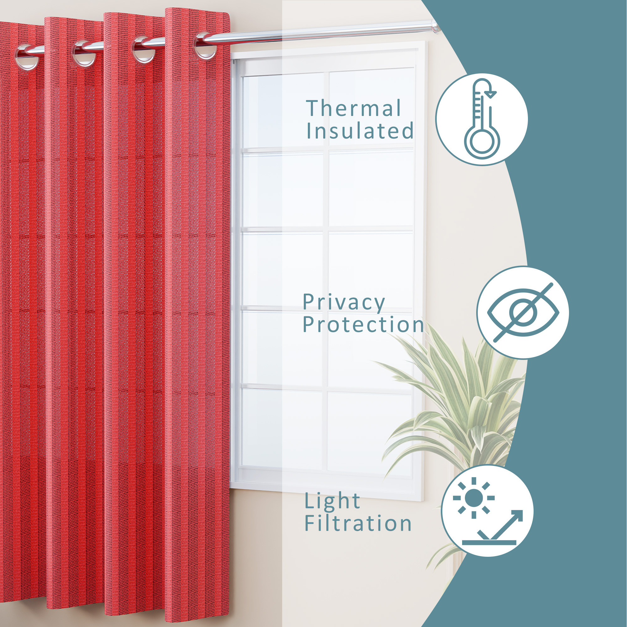 Kuber Industries 5 Feet Decorative Net Curtain for Windows  Khidki Ke Parde for Living Room Home  Office  Screen Parde for Door Balcony  Open Kitchen  Lining - Maroon