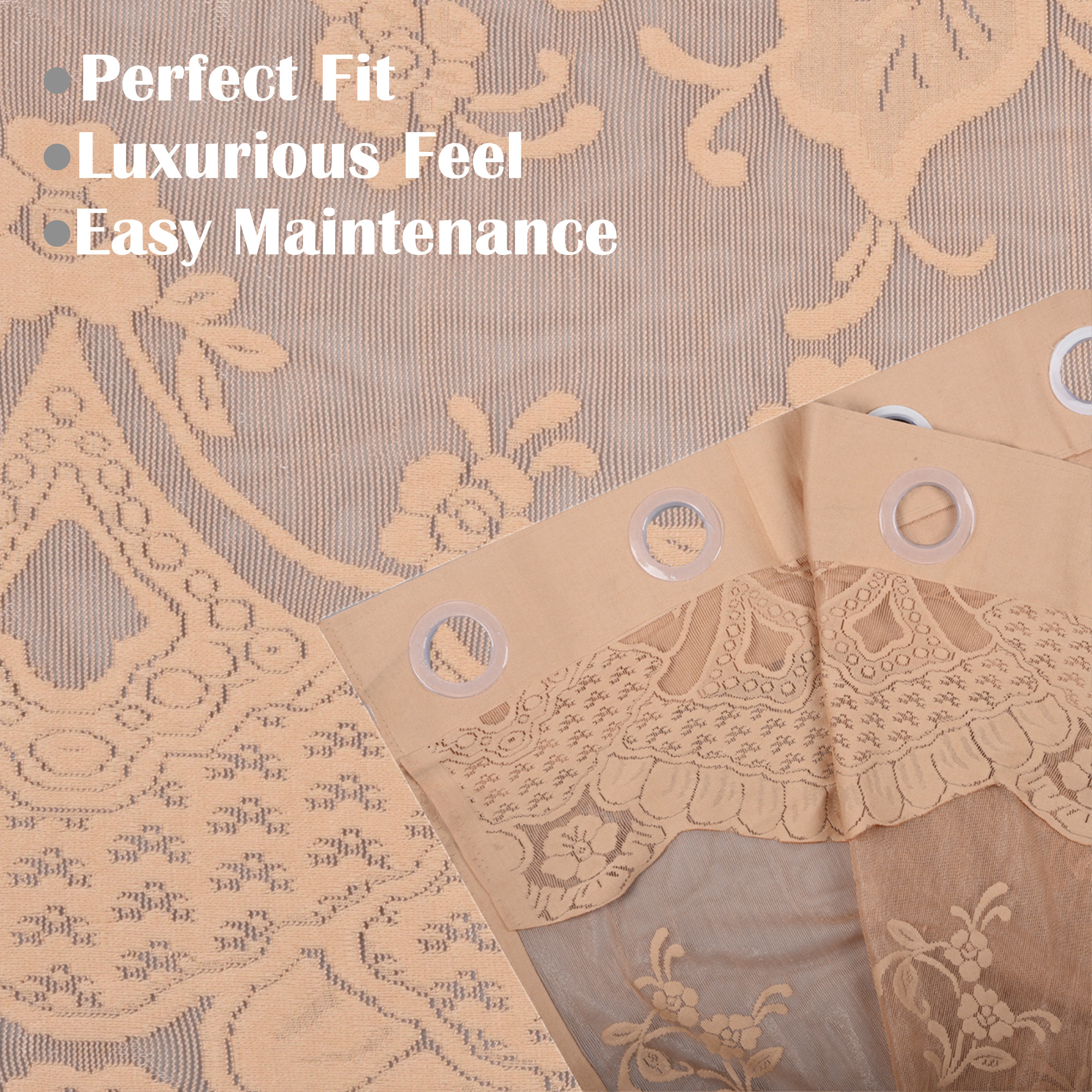 Kuber Industries 5 Feet Stylish Curtains for Living Room  Bedroom  Light Control  Pests Preventive Window Parde for Pooja Room  Home Decor  Frill Net - Golden