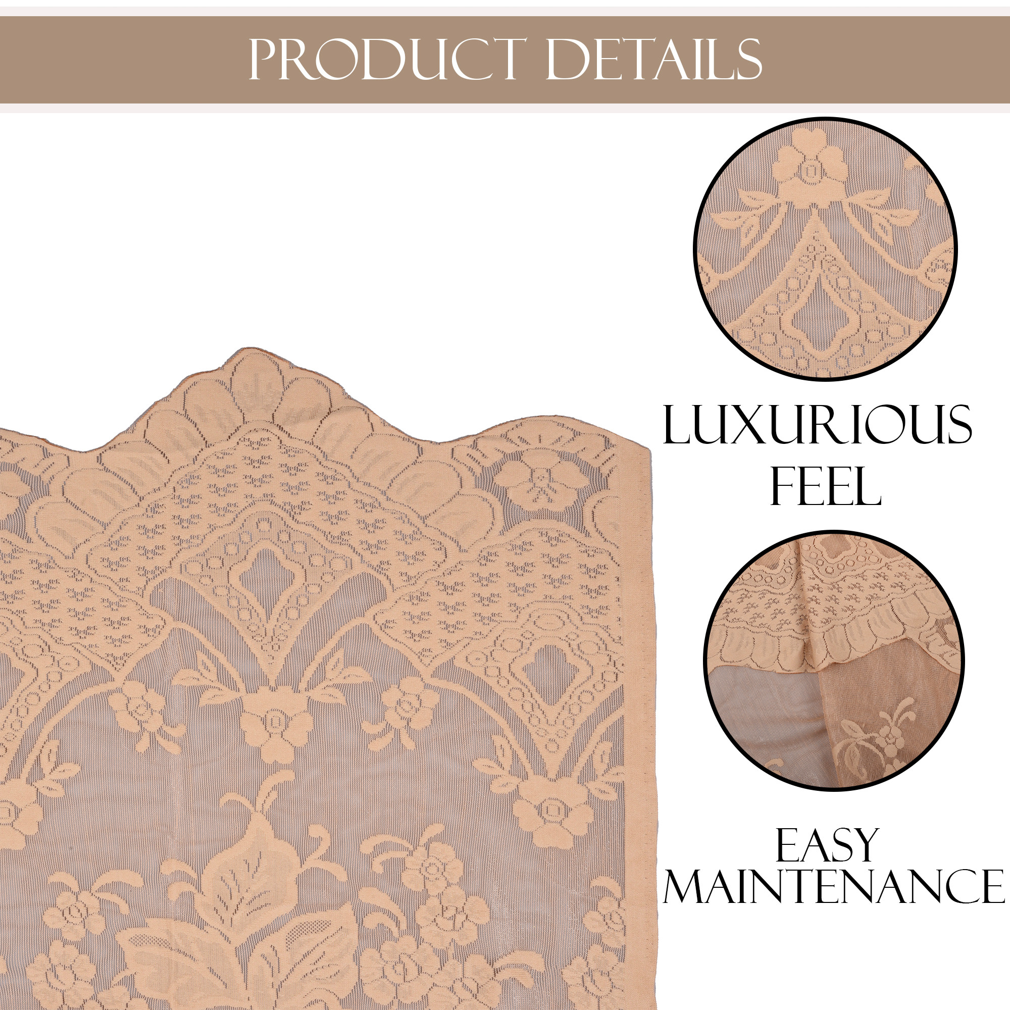 Kuber Industries 5 Feet Stylish Curtains for Living Room  Bedroom  Light Control  Pests Preventive Window Parde for Pooja Room  Home Decor  Frill Net - Golden