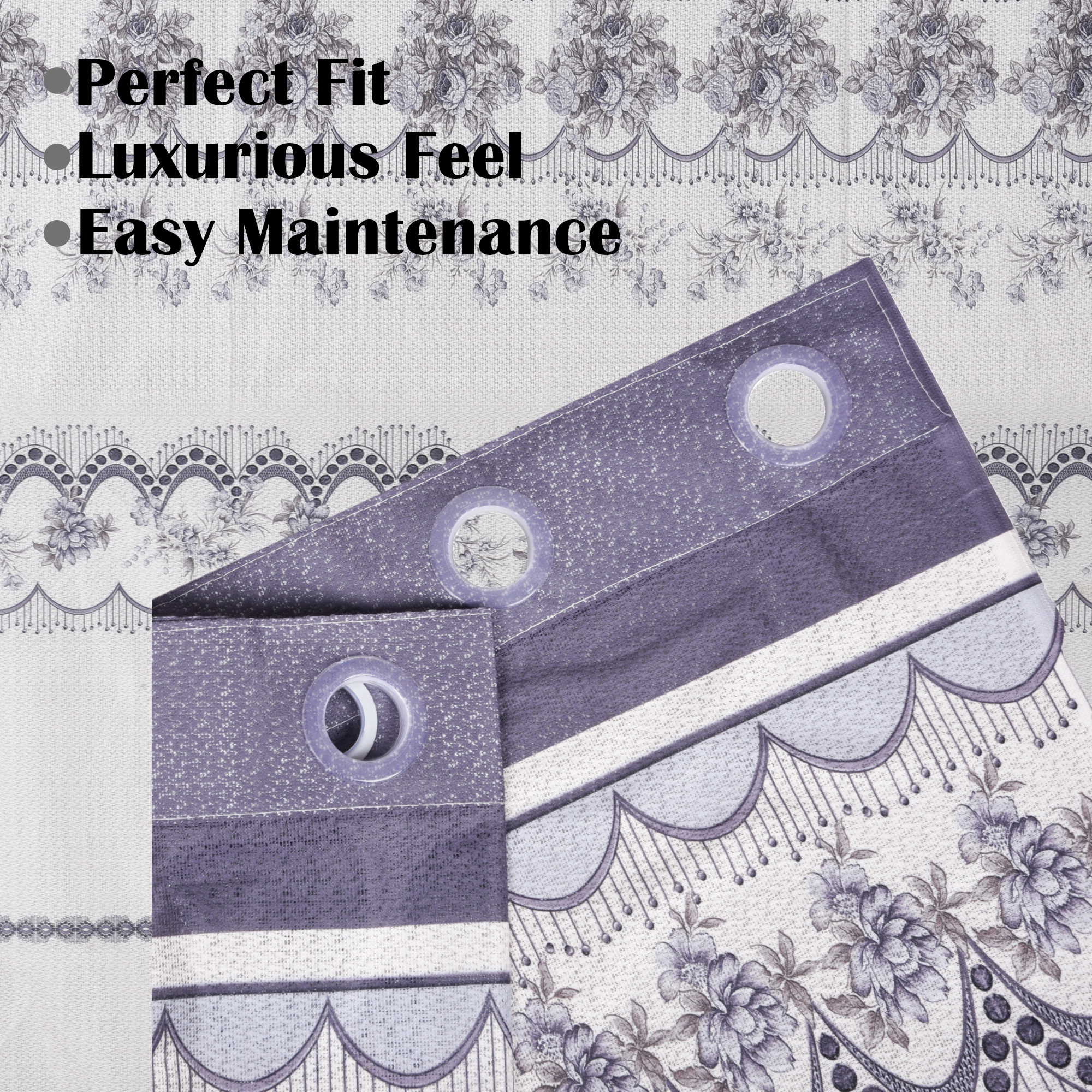 Kuber Industries 5 Feet Window Curtains for Living Room  Curtains for Balcony Bedroom  Pooja Room  Floral Print - Cream  Grey