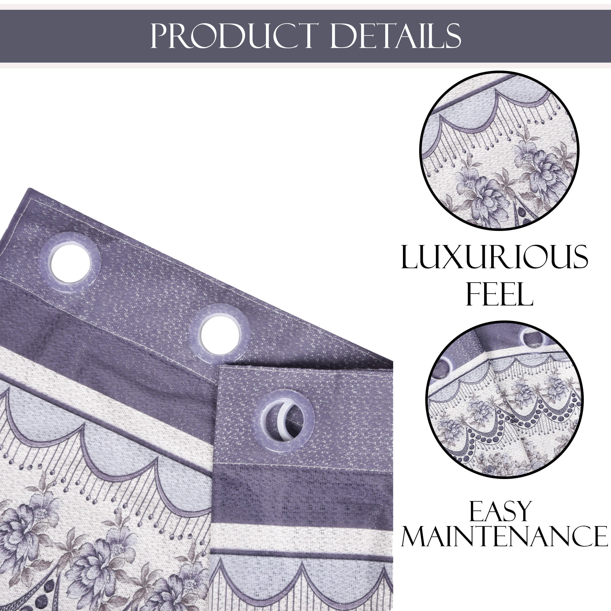 Kuber Industries 5 Feet Window Curtains for Living Room  Curtains for Balcony Bedroom  Pooja Room  Floral Print - Cream  Grey