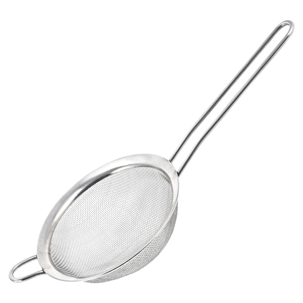 Image of Kuber Industries 5 Inch Fine Mesh Soup and Juice Strainer Stainless Steel with Long Handle | Chalni for Kitchen Big Size | Matcha Strainer/Filter/Sieve for Various Liquids | Silver