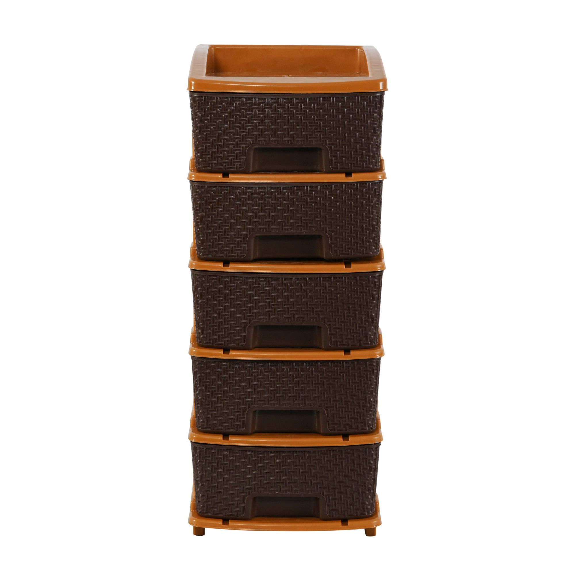 Kuber Industries 5-Layer  48 Ltr Plastic Drawer Storage Organiser  Modular Kitchen  Toy Organizer For Kids Room  Chocolate Brown
