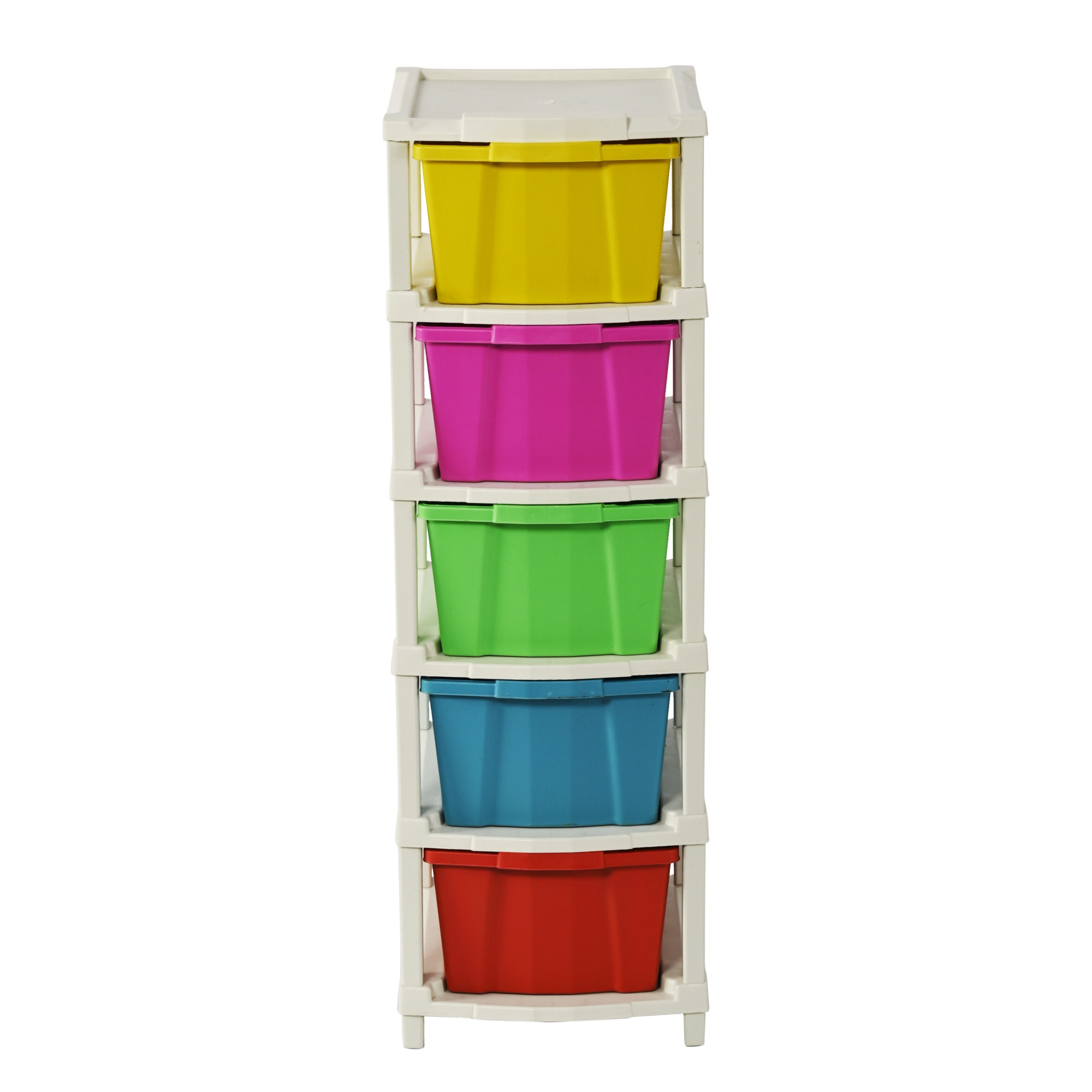 Kuber Industries 5-Layer  80 Ltr Plastic Drawer Storage Organiser  Modular Kitchen  Toy Organizer For Kids Room  Multicolor