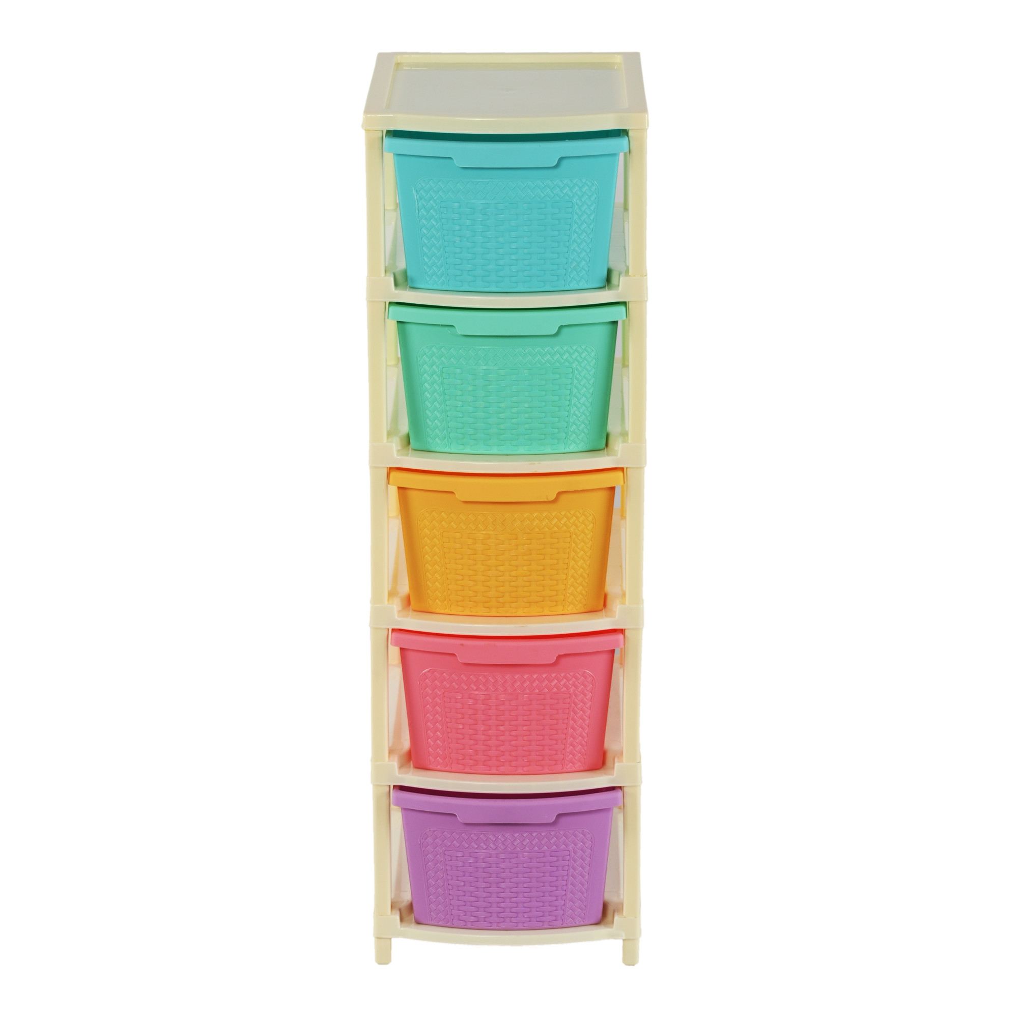 Kuber Industries 5-Layer  92 Ltr Plastic Drawer Storage Organiser  Modular Kitchen Cabinet  Toy Organizer For Kids Room  Multicolor