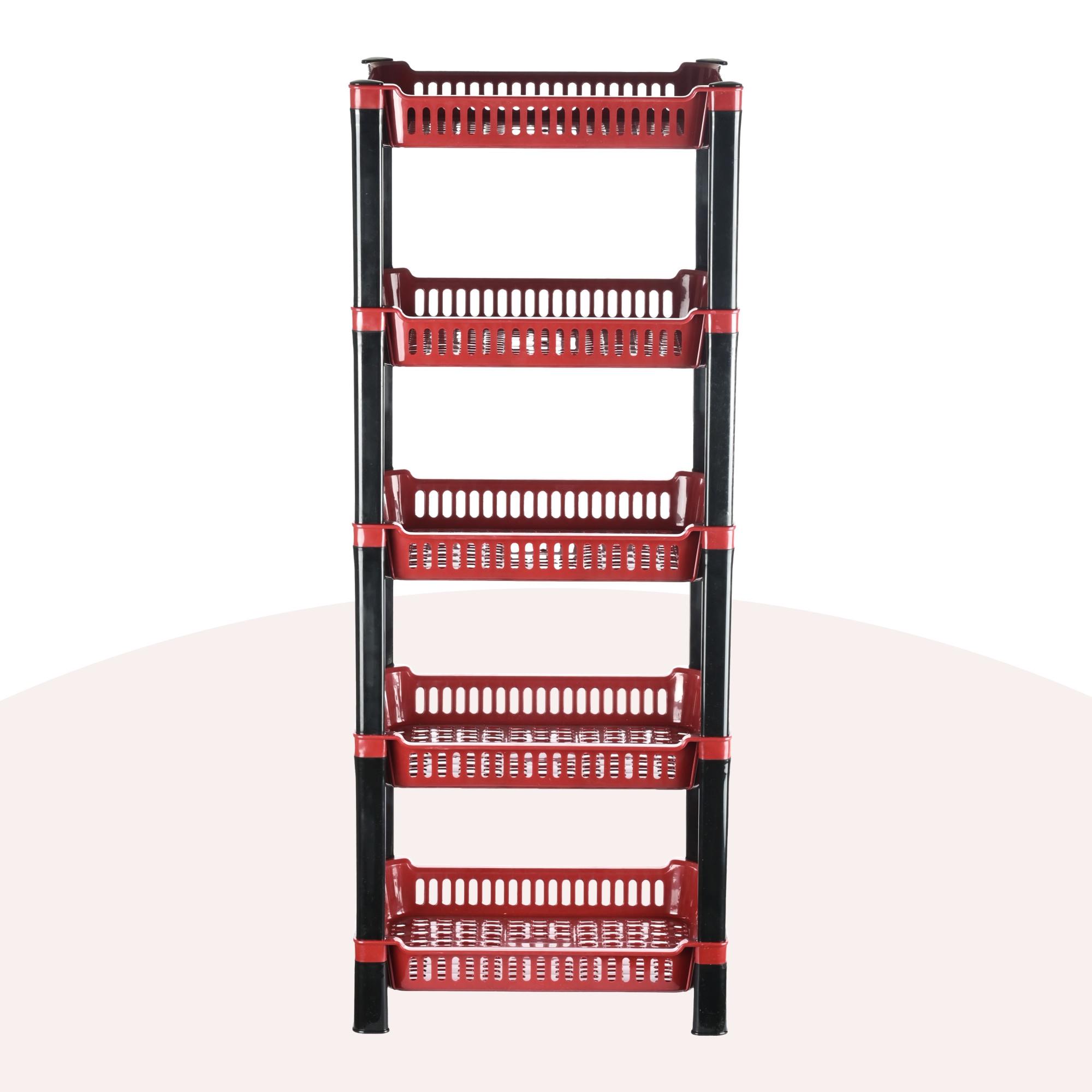 Kuber Industries 5-Layer Multipurpose Kitchen OrganizerStorage Rack  Onion Stand For Kitchen  Vessels  Vegetable Organiser  Maroon