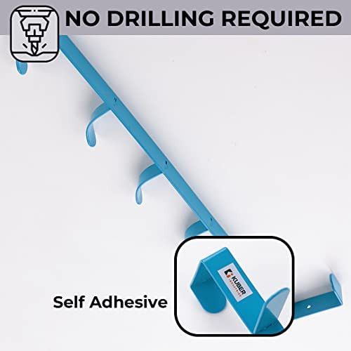Kuber Industries 5-Level Cloth Hanger|Multipurpose Cloth & Towel Holder|Iron Spray Material|Easy Installation|Interchangeable Over The Door Towel Holder|ZT-3115(B)|Blue