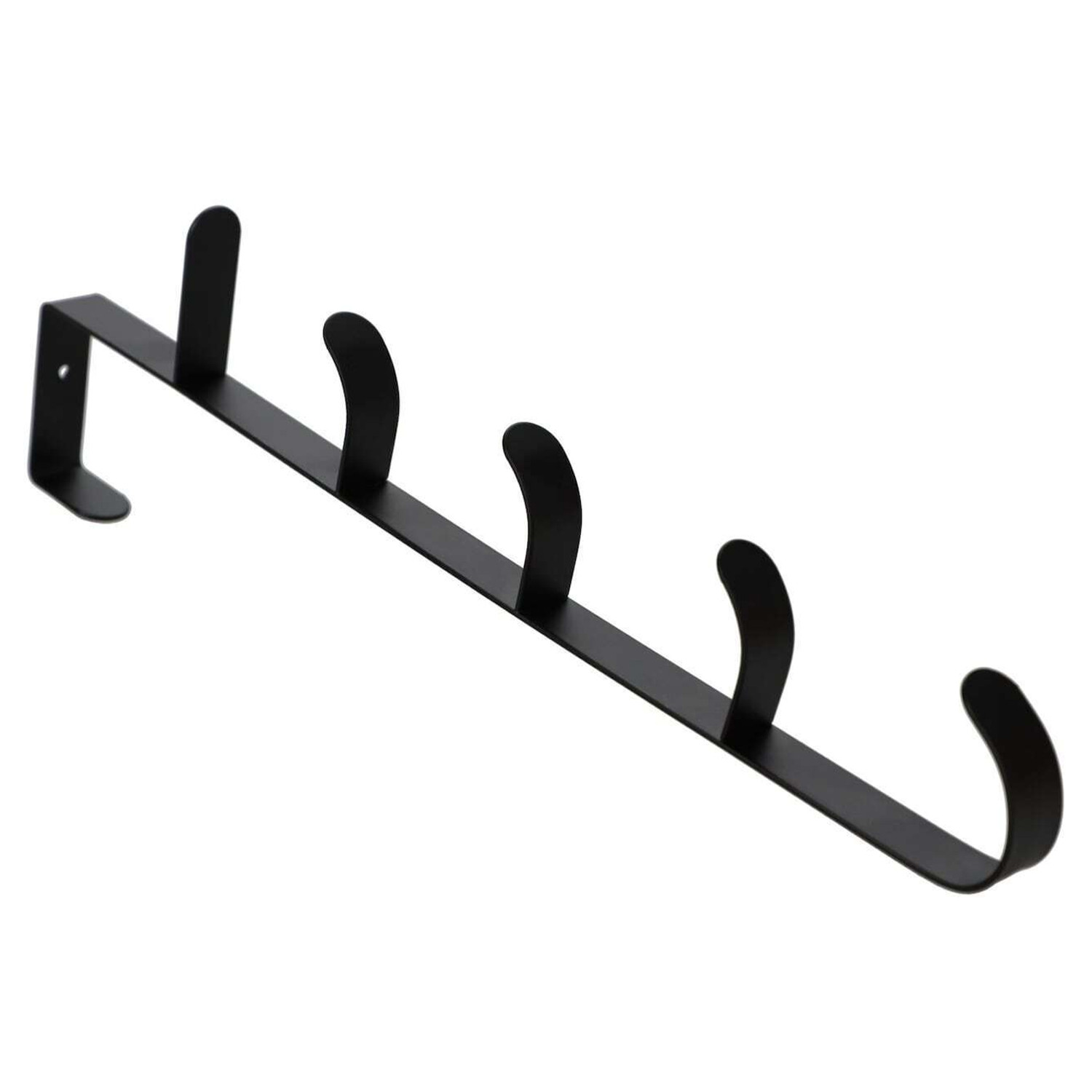 Kuber Industries 5-Level Cloth Hanger|Multipurpose Cloth & Towel Holder|Iron Spray Material|Easy Installation|Interchangeable Over The Door Towel Holder|ZT-3115|Pack of 1|Black